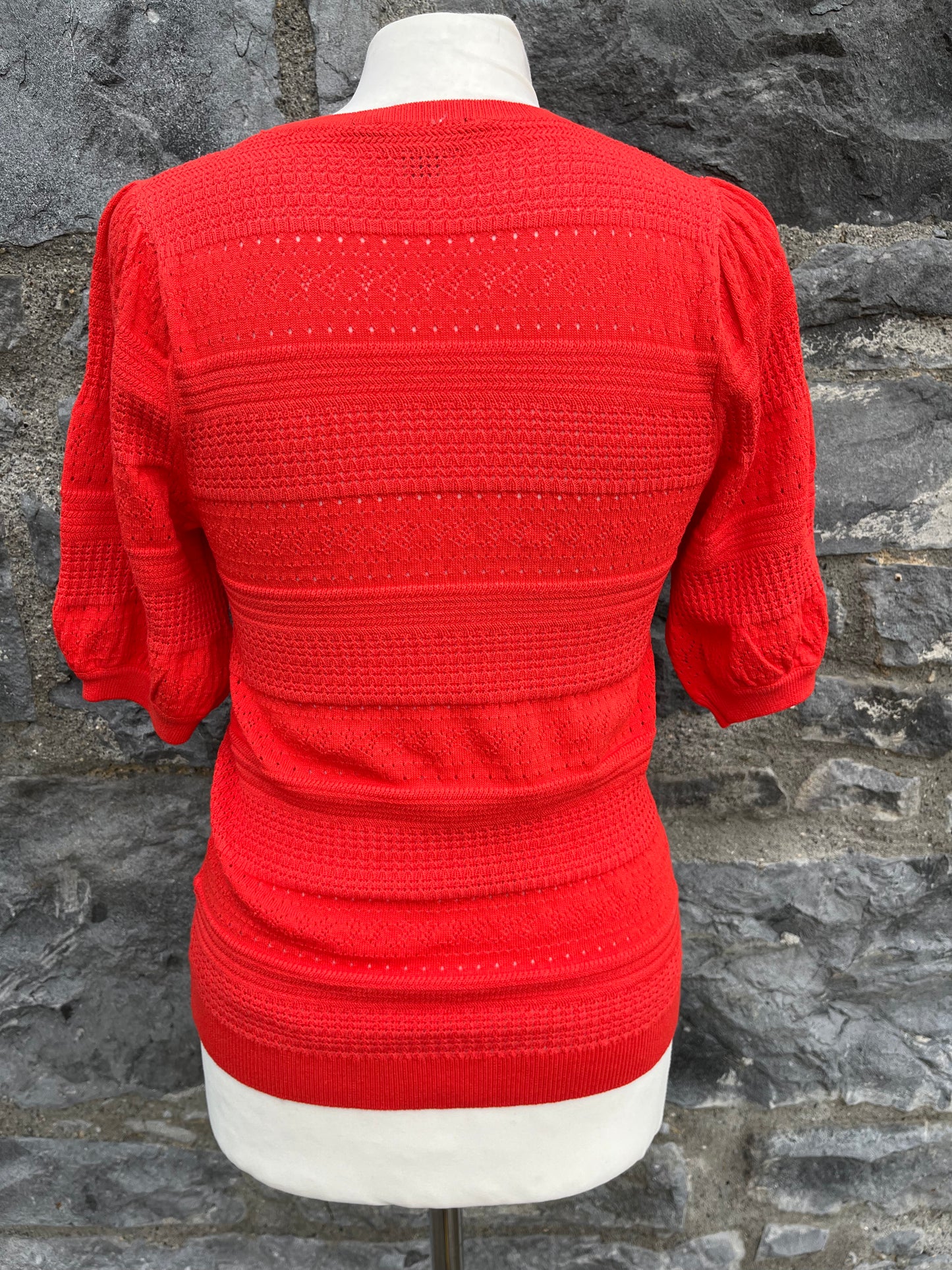 Orange pointelle top uk 8