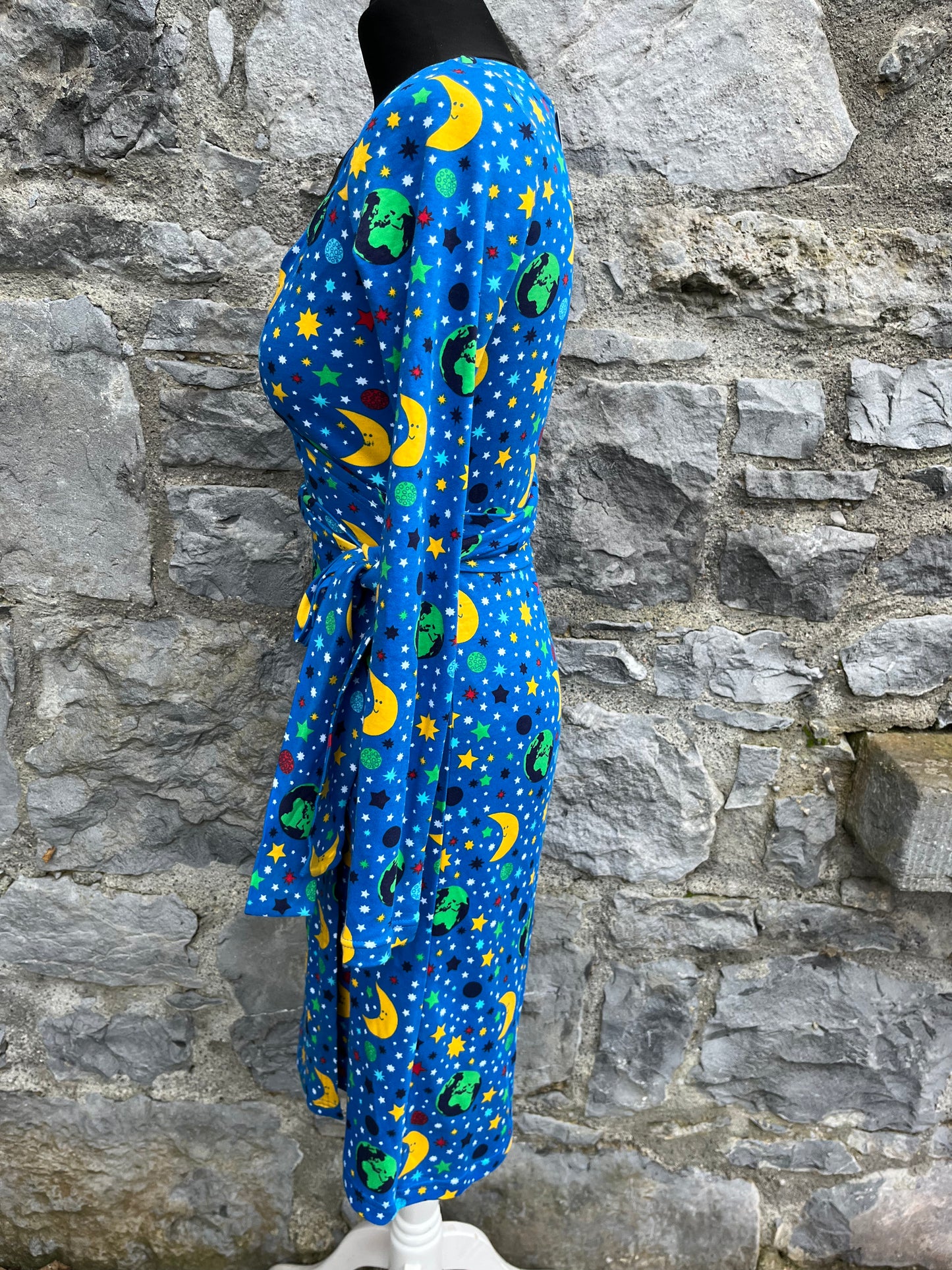 Blue Mother Earth wrap dress uk 8