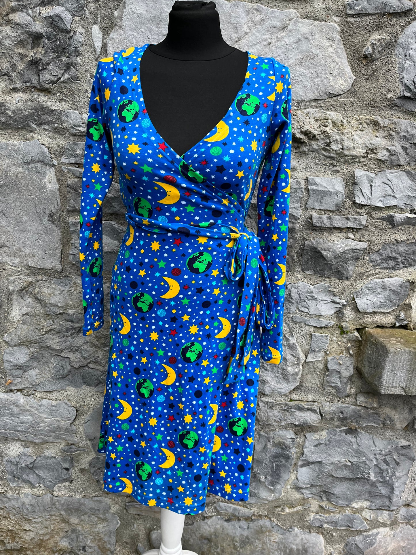 Blue Mother Earth wrap dress uk 8