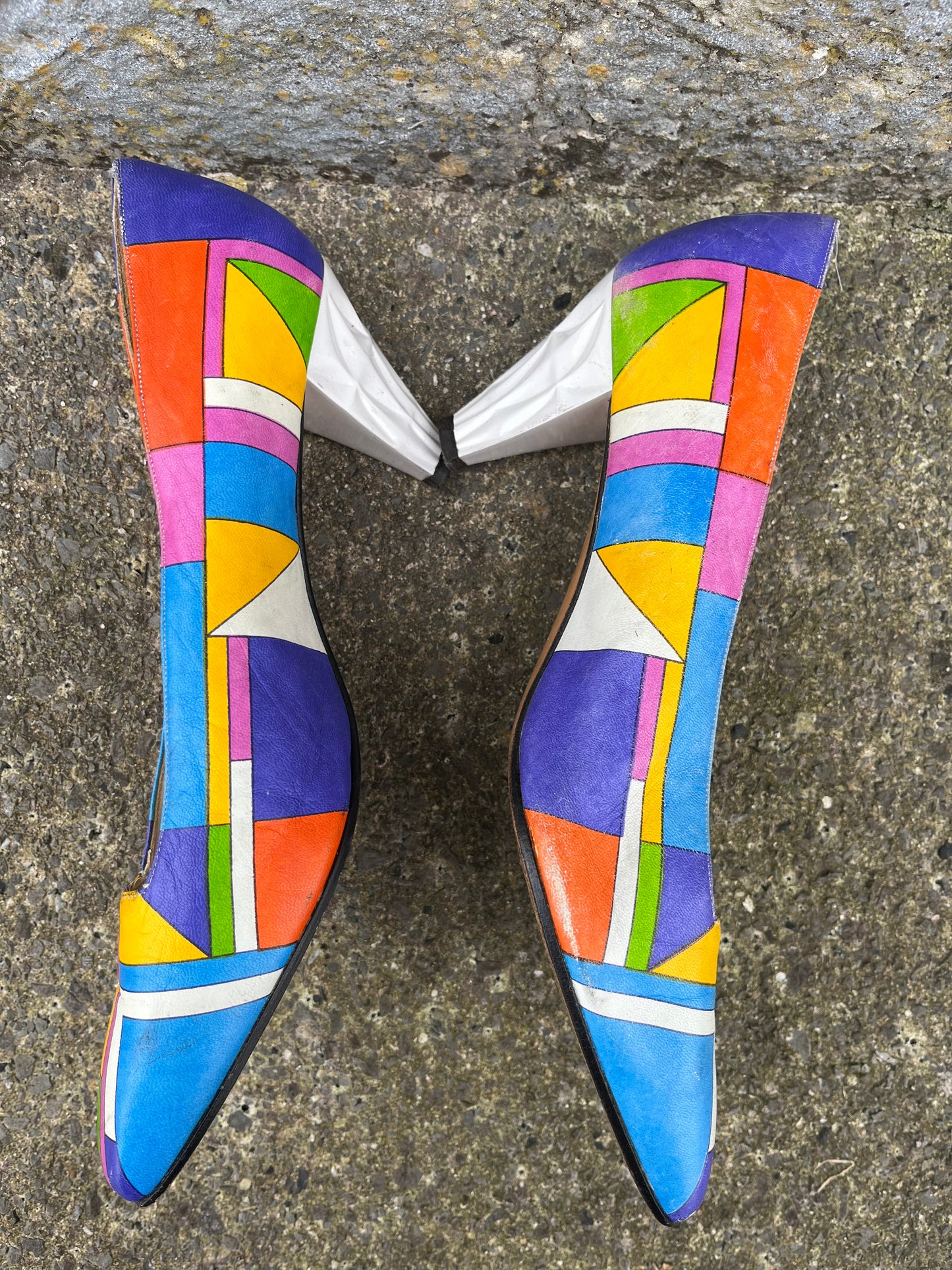 Colourful geometric heels uk 6 (eu 39.5)