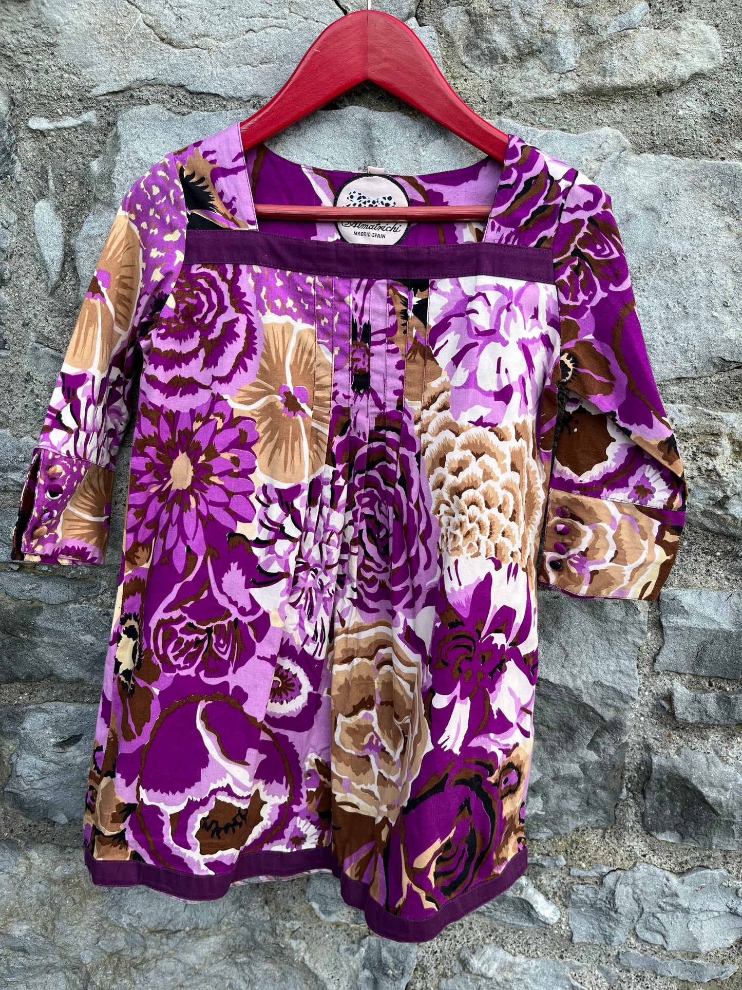 Purple&beige flowers tunic 9-10y (134-140cm)