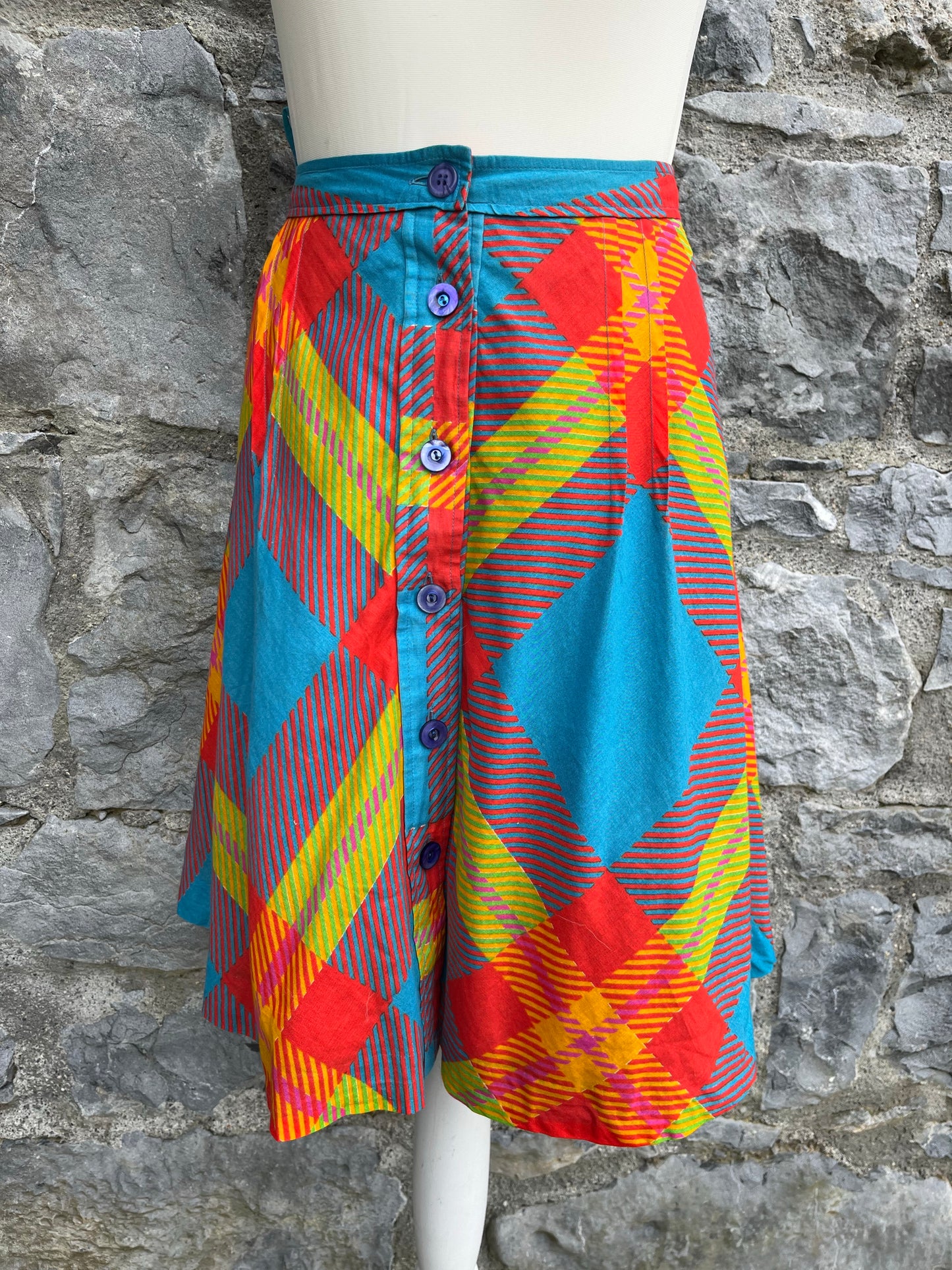Colourful button up skirt uk 8