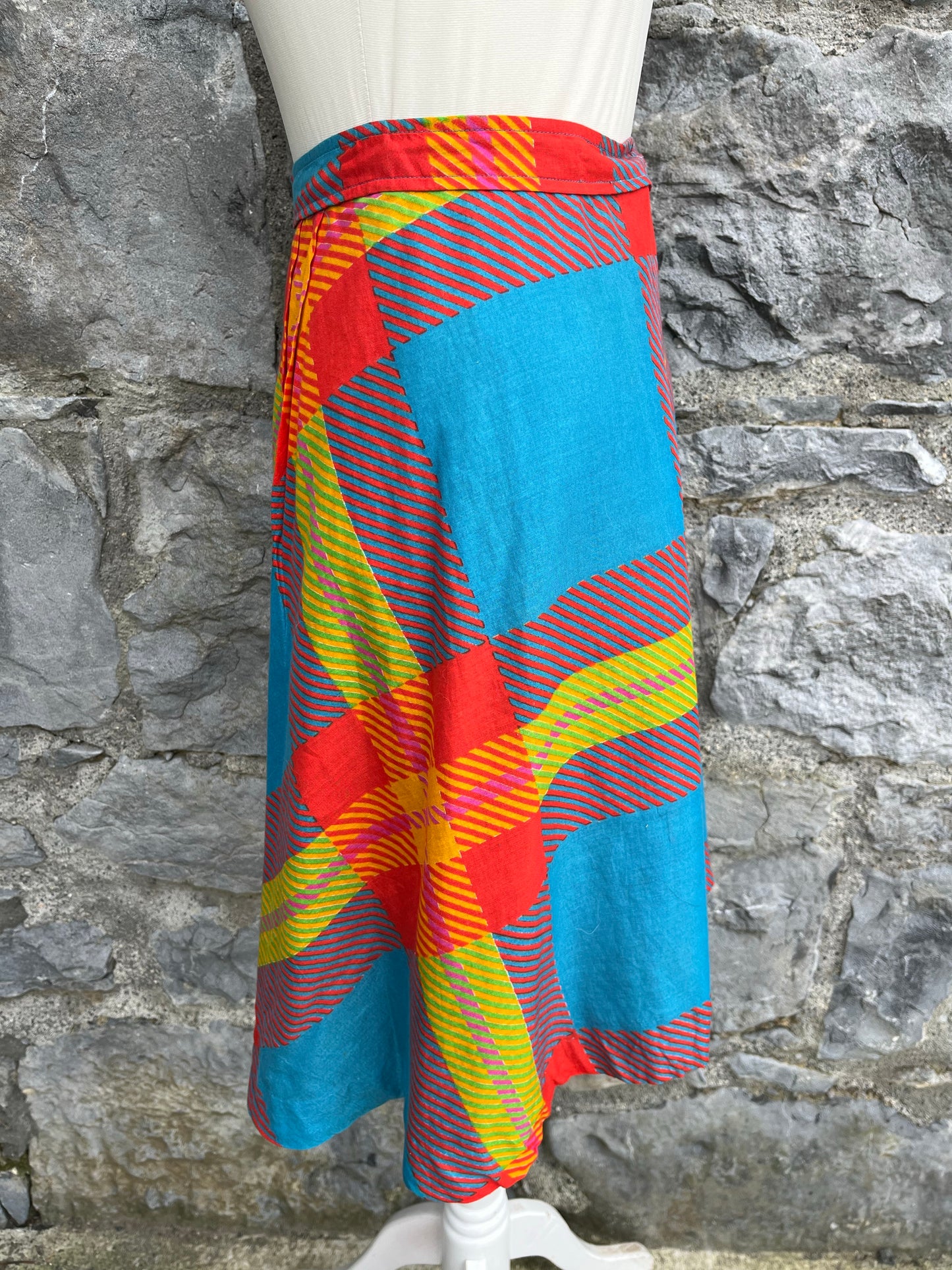 Colourful button up skirt uk 8