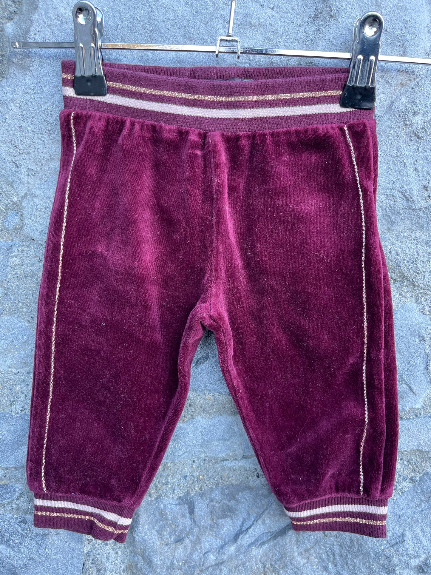 Maroon velour pants 0-3m (56-62cm)