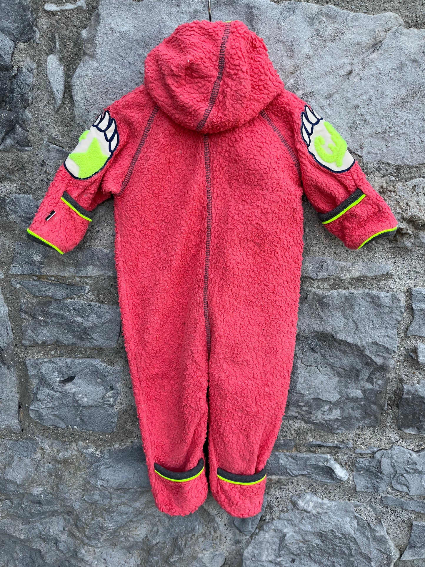 Pink furry pramsuit 3-6m (62-68cm)