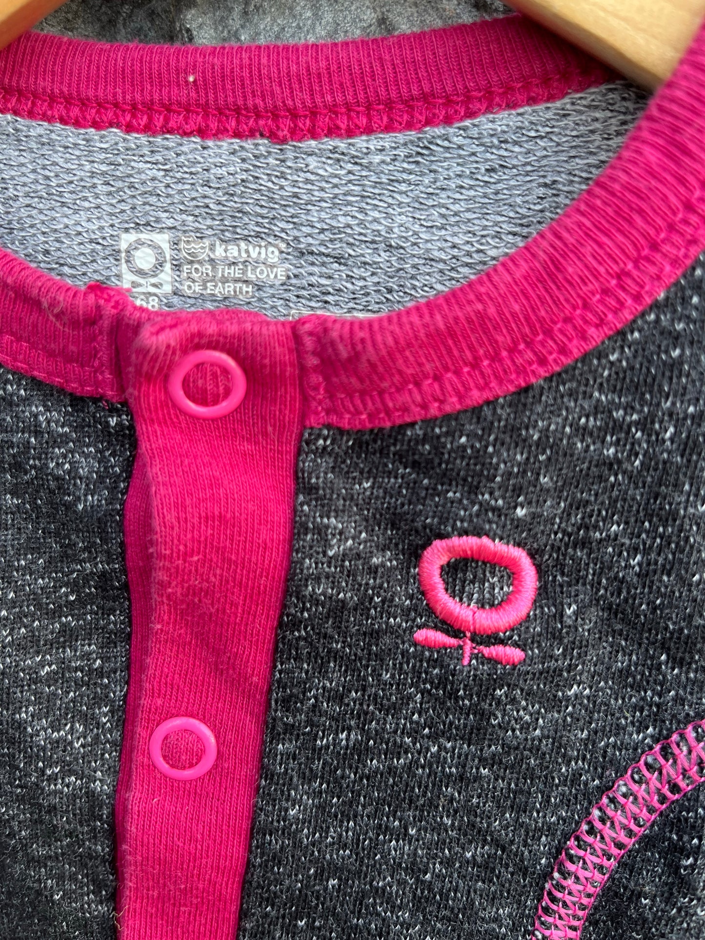 Grey&pink dungarees 3-6m (62-68cm)