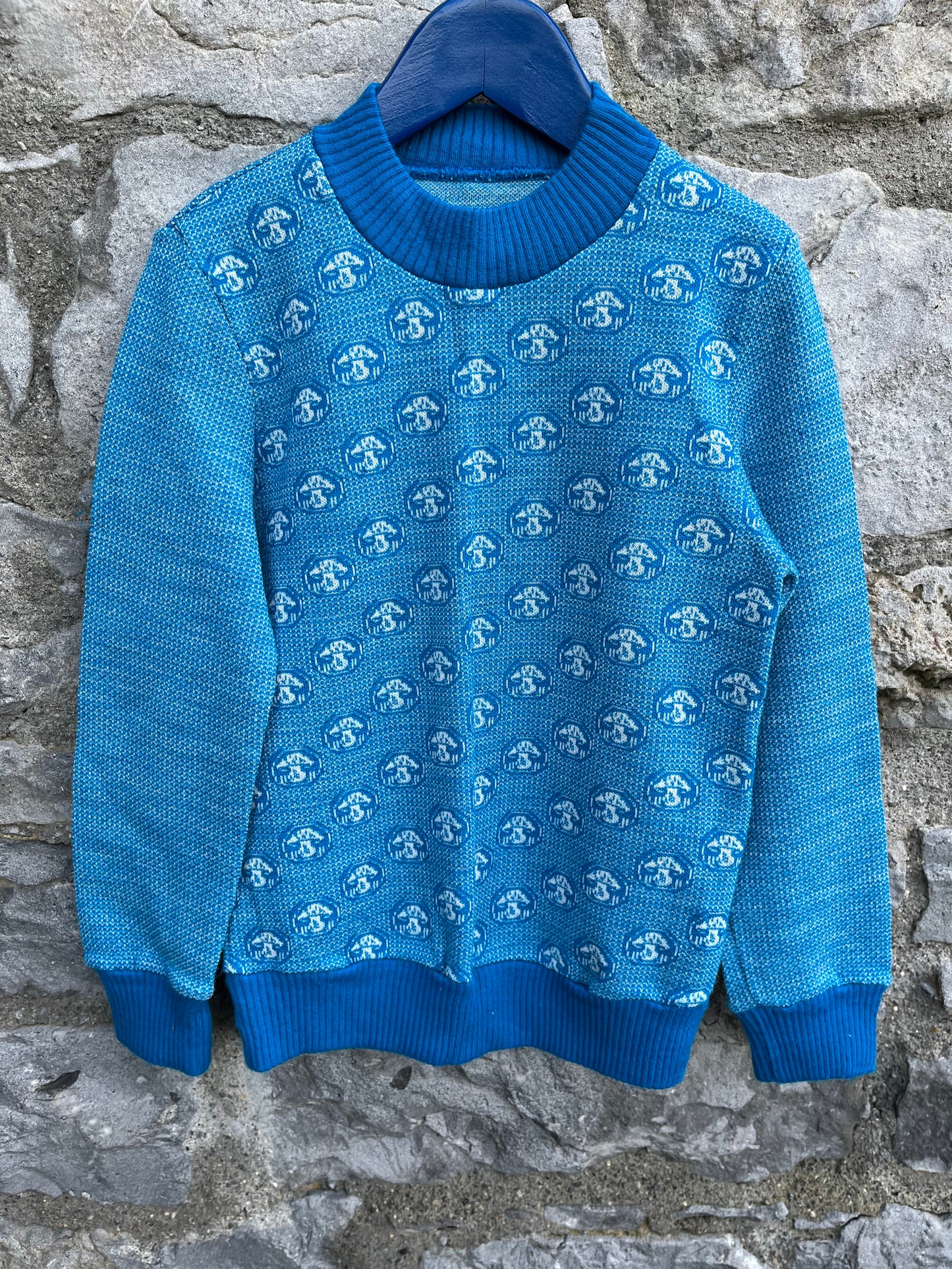 80s blue mushrooms jumper 5-6y (110-116cm)