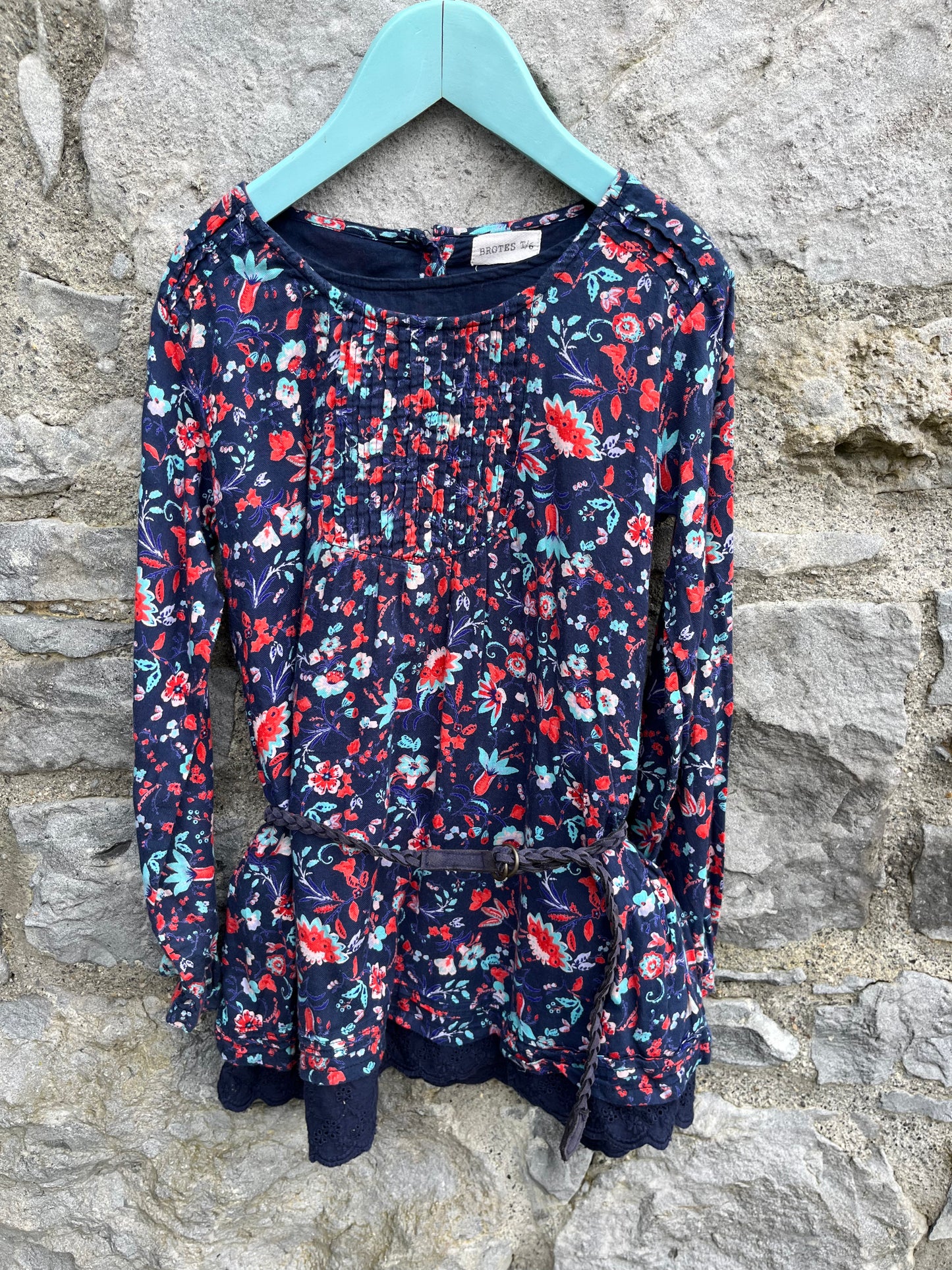 Floral tunic with a belt 5-6y (110-116cm)