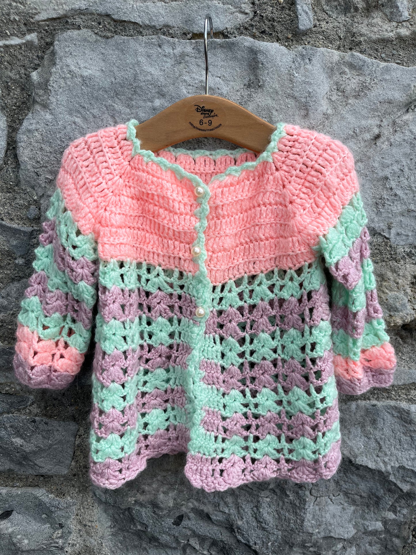 Pointelle pink cardigan 6-12m (68-80cm)