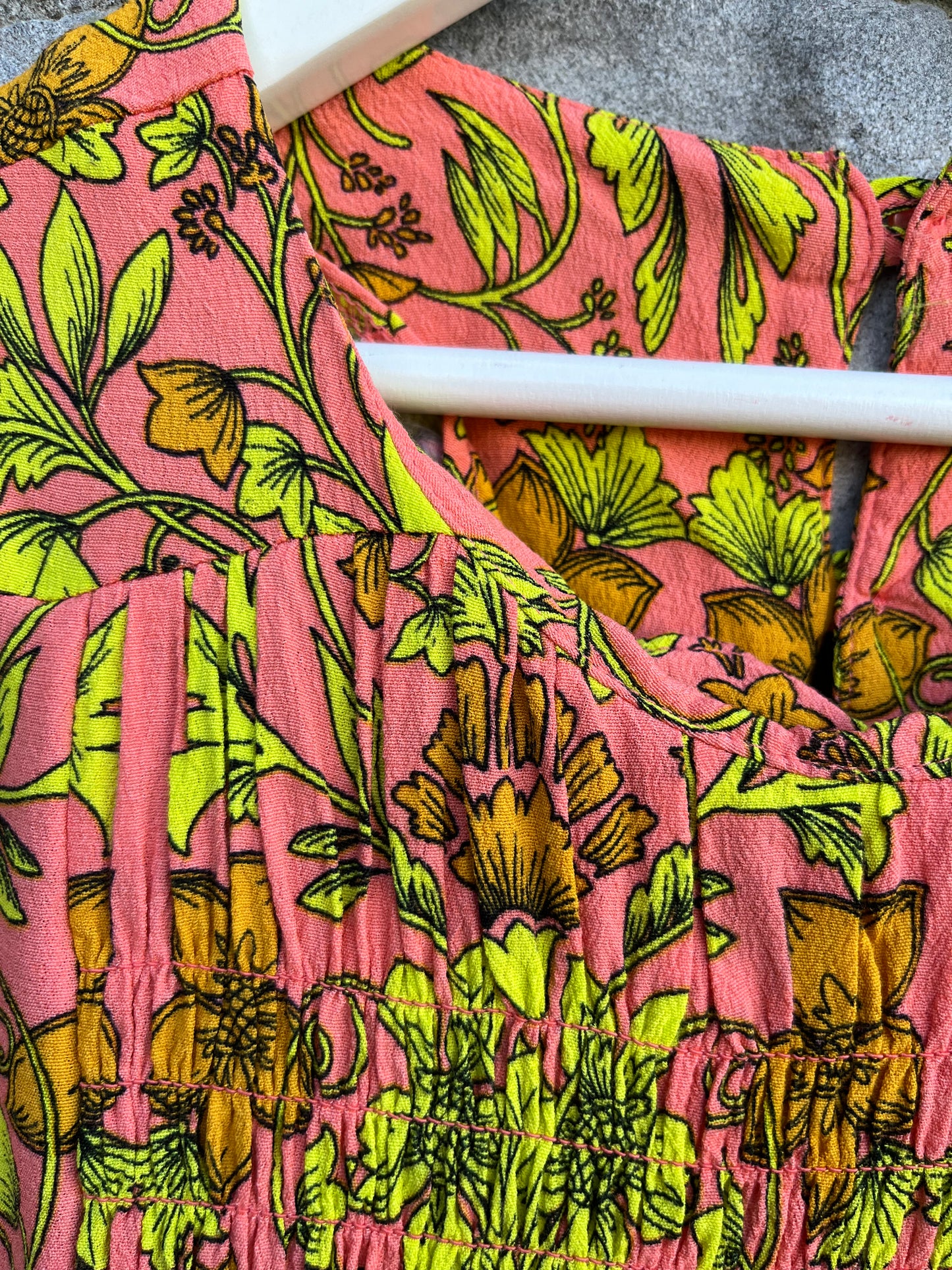 Lime&orange floral dress 7y (122cm)