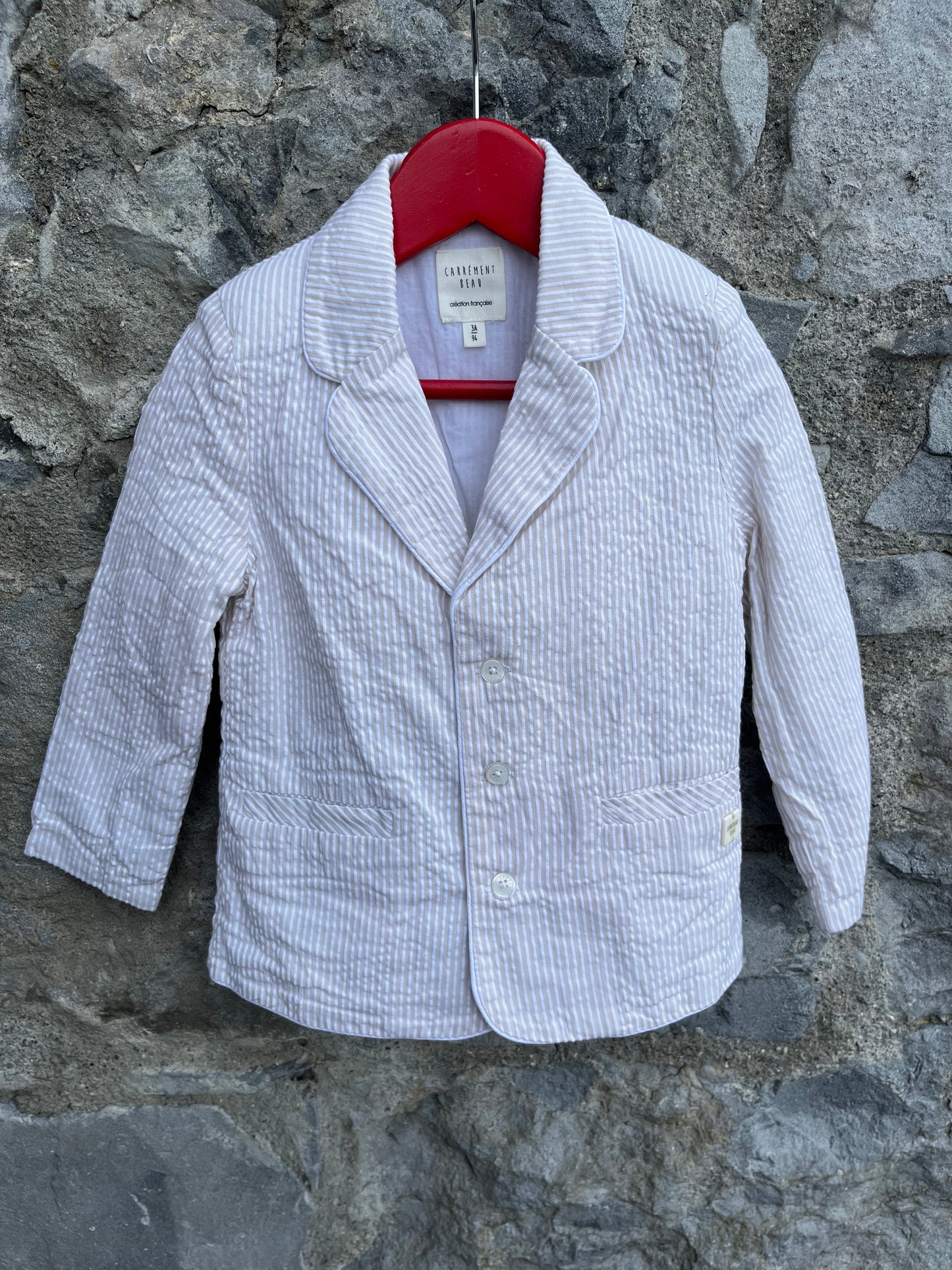 Beige stripy jacket 2y (92cm)