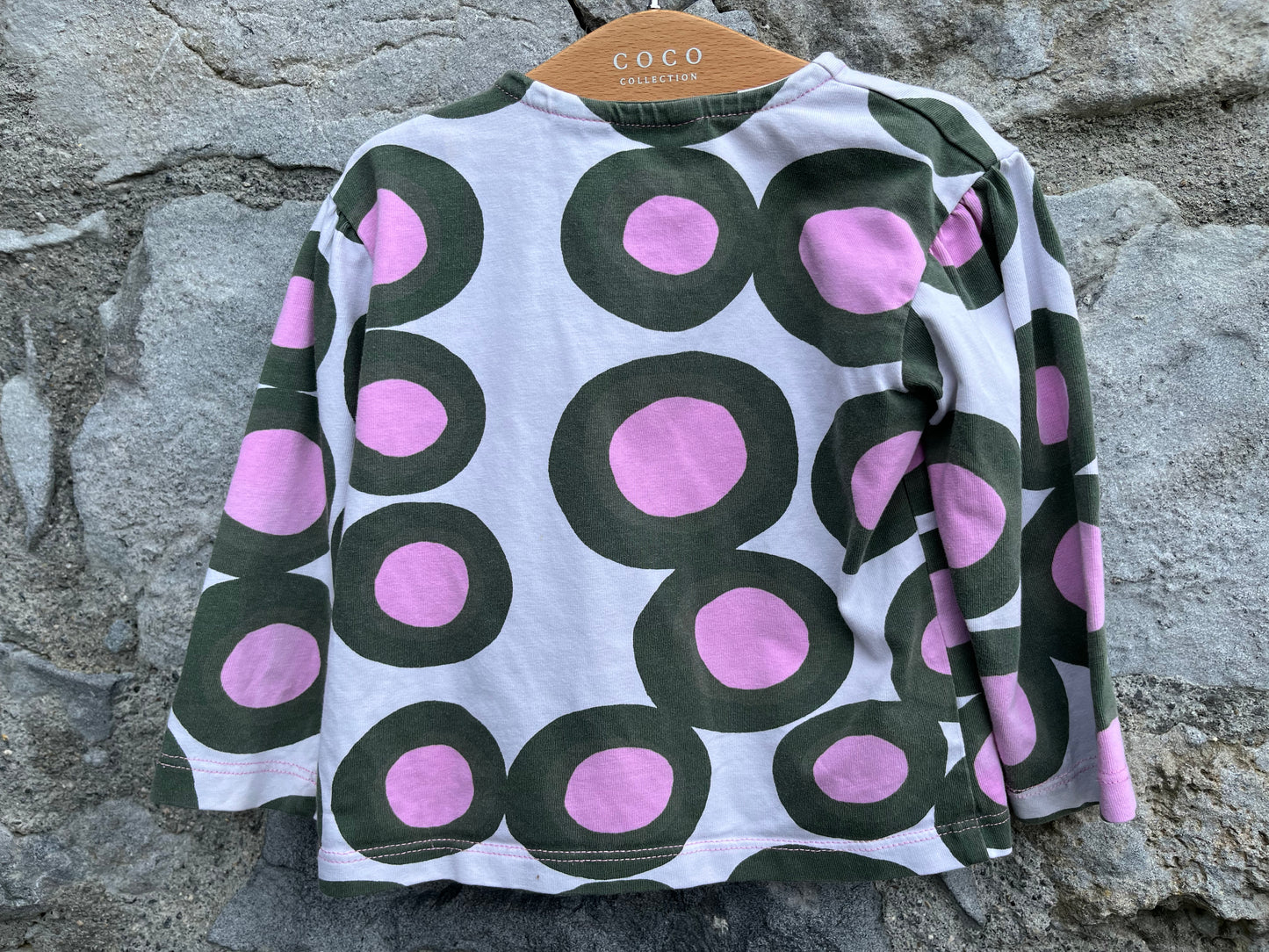 Big pink dots top 6-9m (68-74cm)
