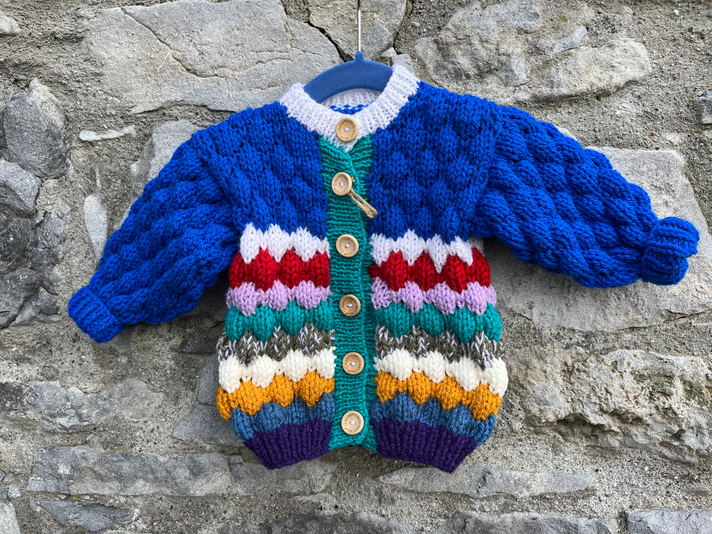 Blue bubble knit cardigan 6m (68cm)