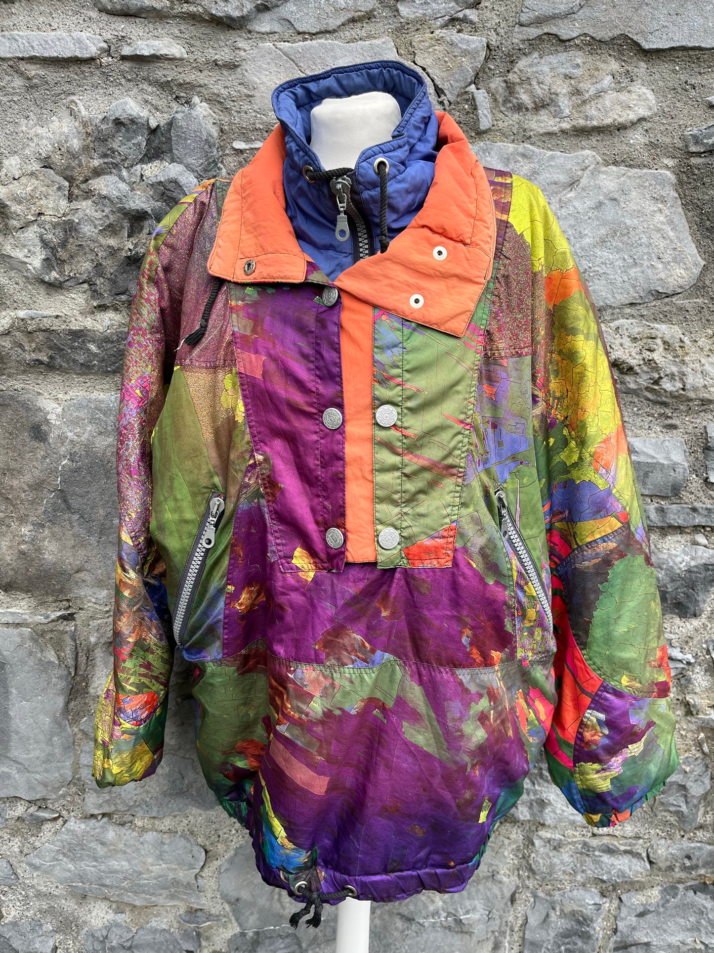 80s rainbow splash jacket S/M