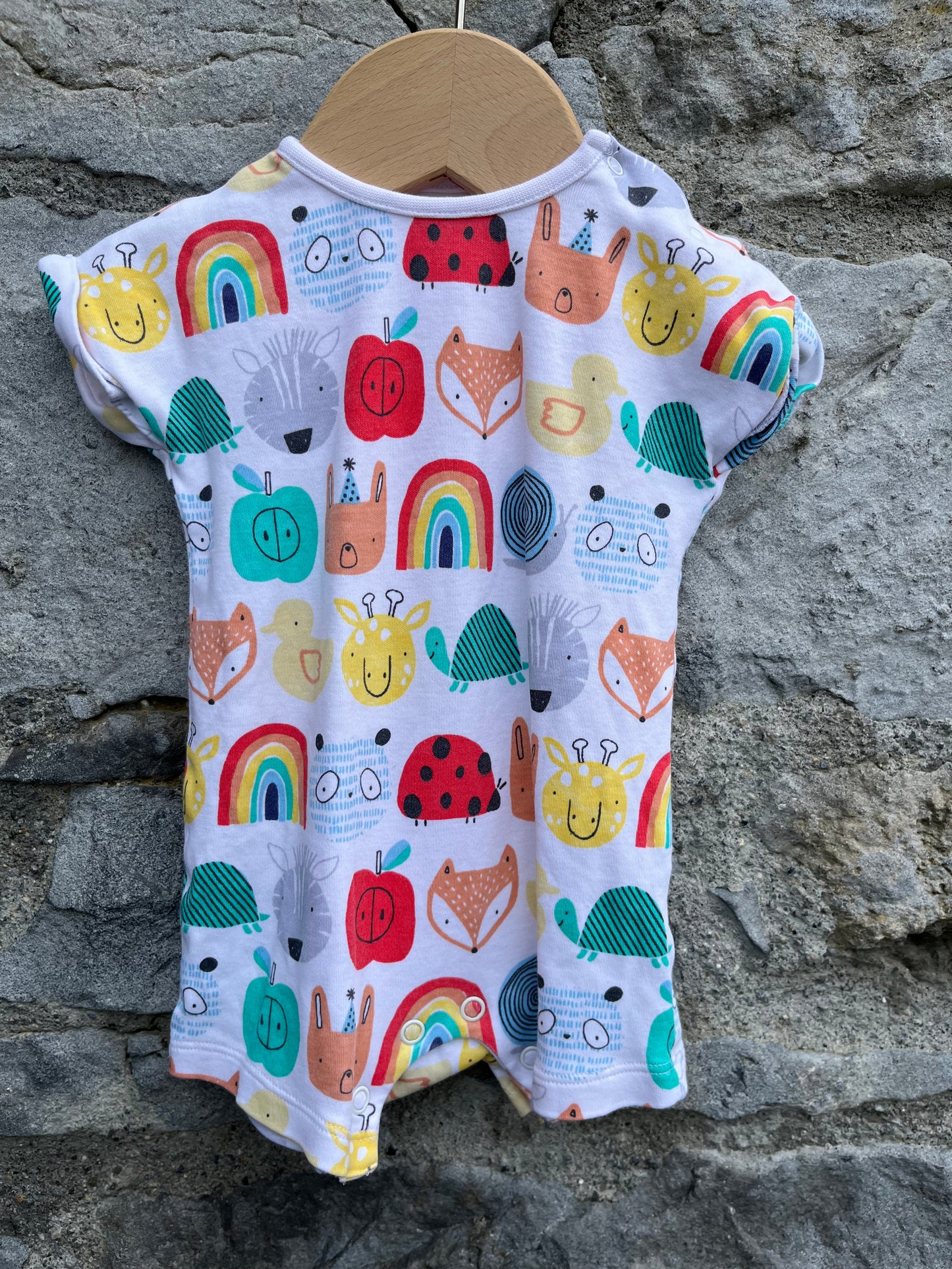 Rainbow animals&fruit rompers 0-3m (56-62cm)