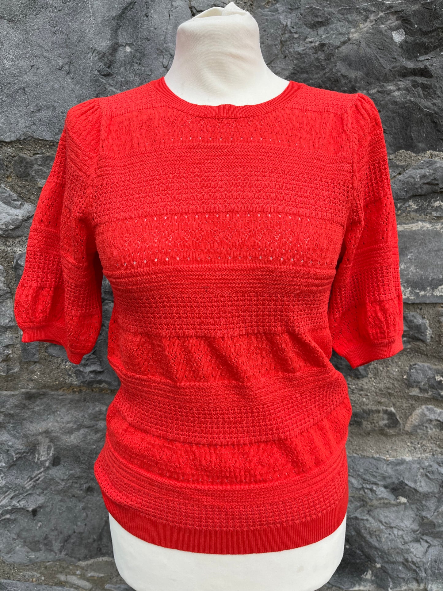 Orange pointelle top uk 8