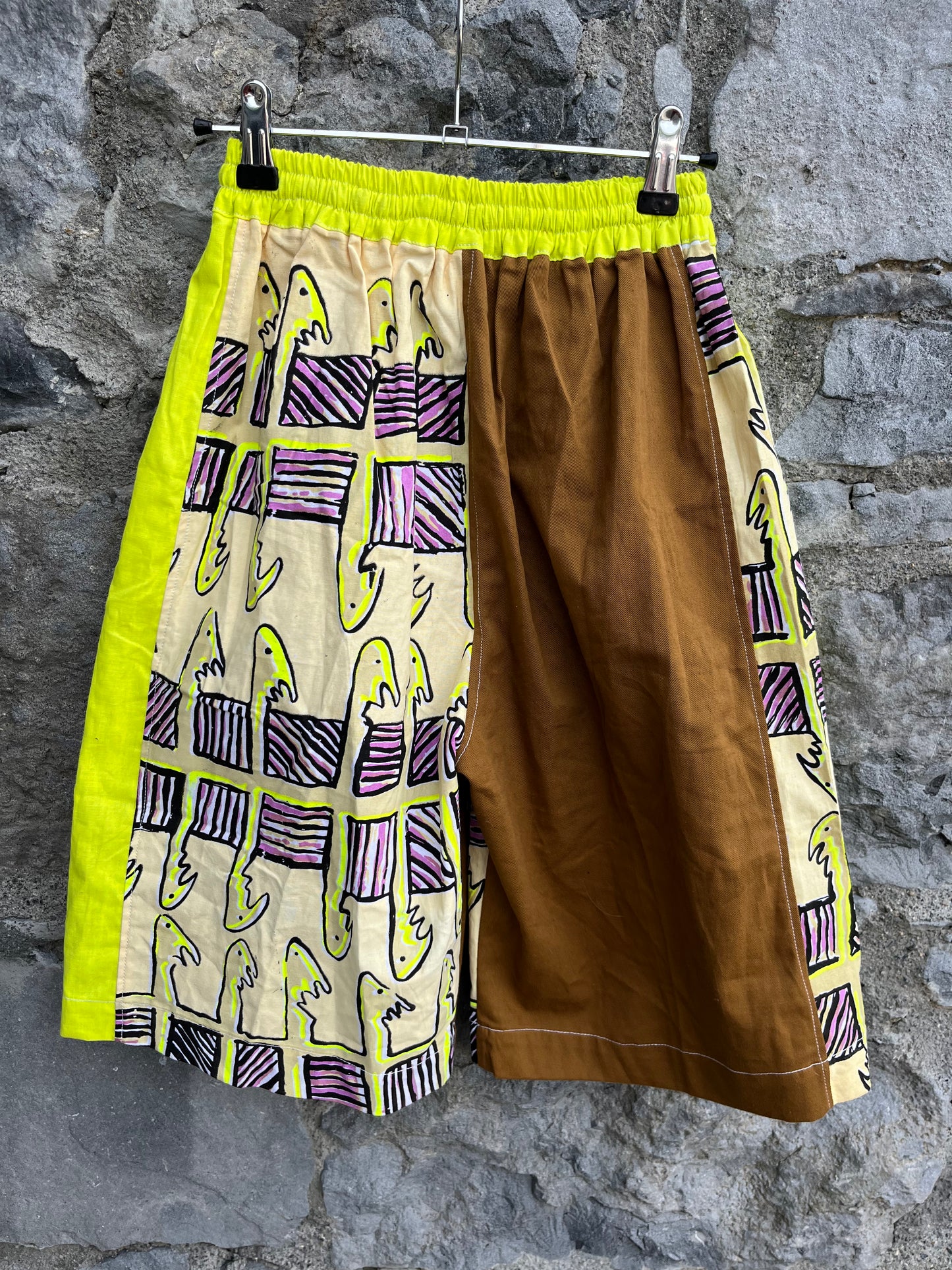 80s abstract brown shorts XS