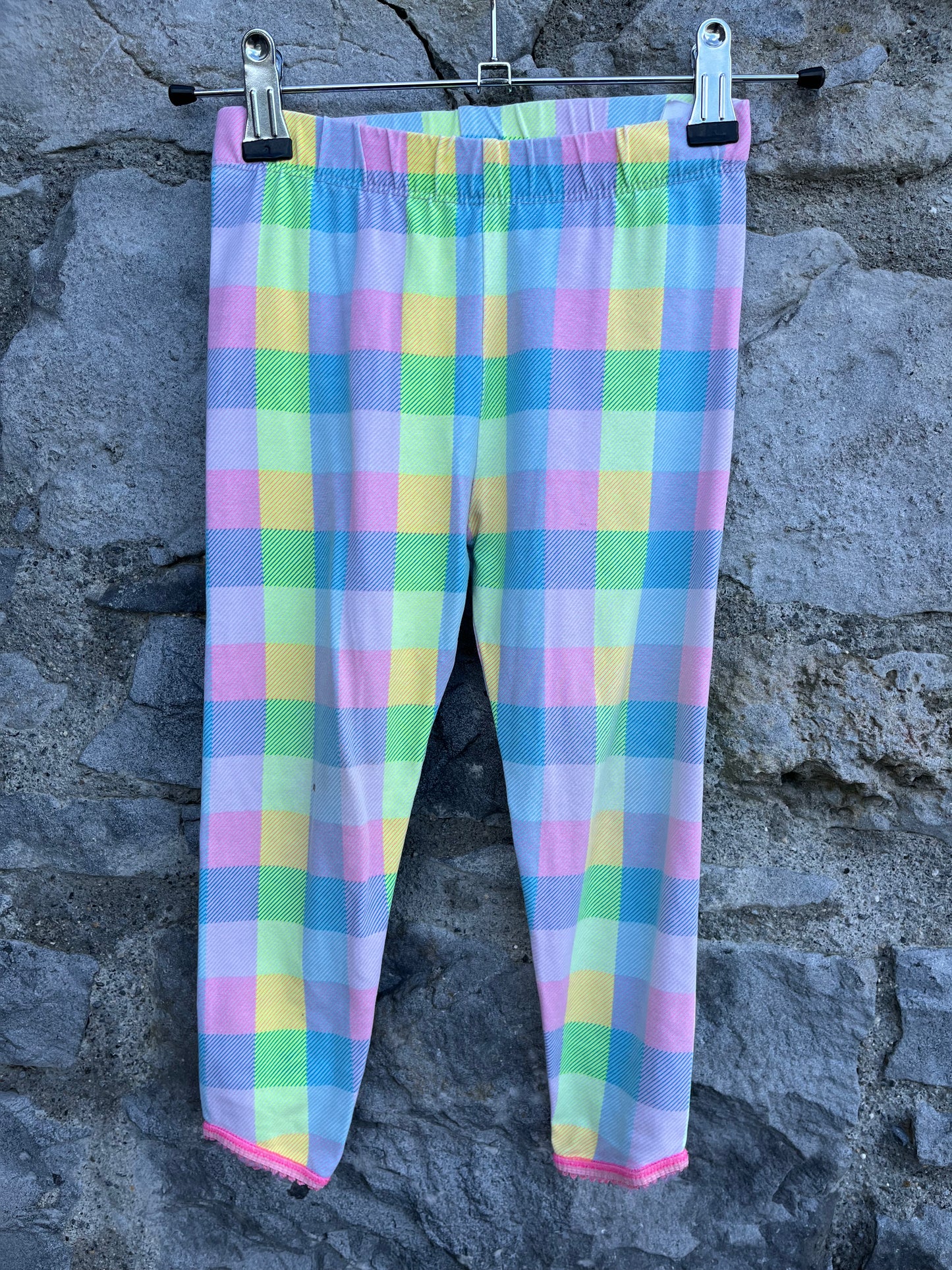 Rainbow check leggings 3y (98cm)