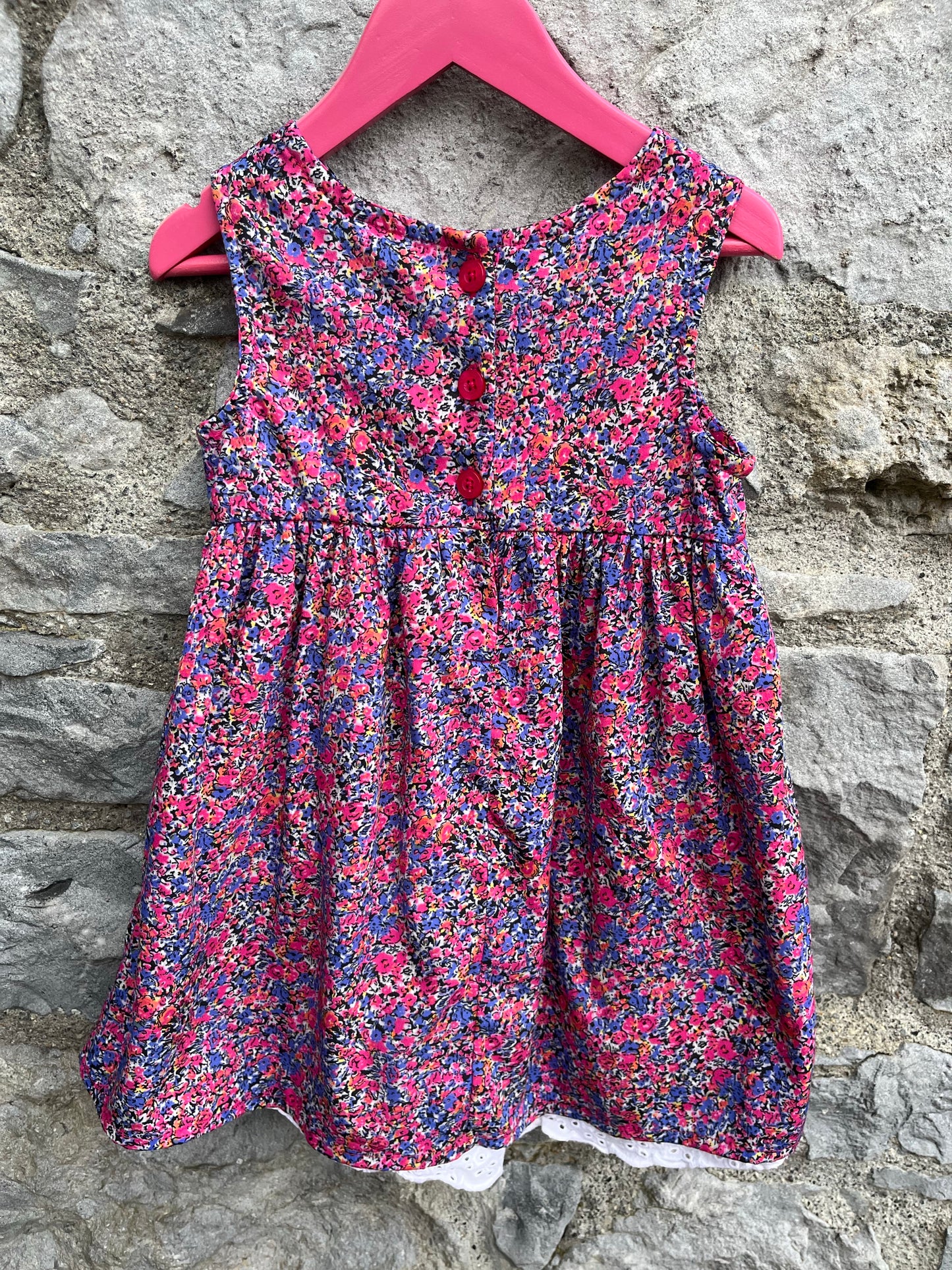Flowers dress with a bow 2-3y (92-98cm)
