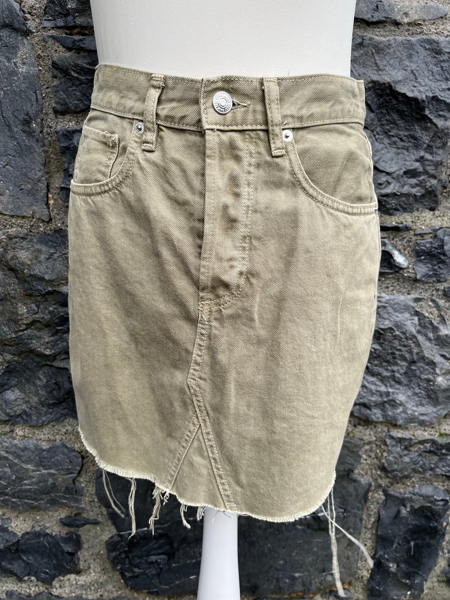 Khaki denim skirt uk 8-10