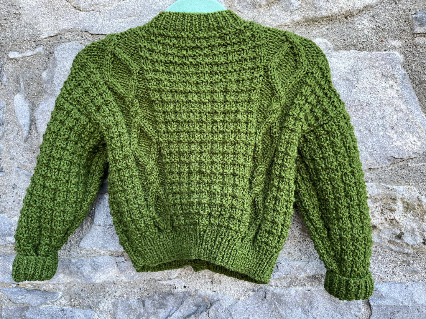 Green Aran style cardigan 18m (86cm)