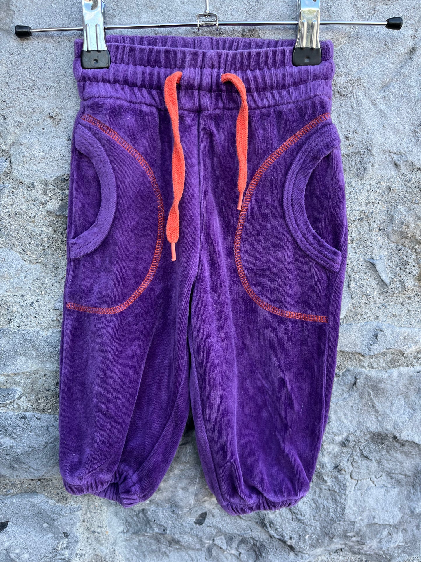 Purple velour pants 3-6m (62-68cm)