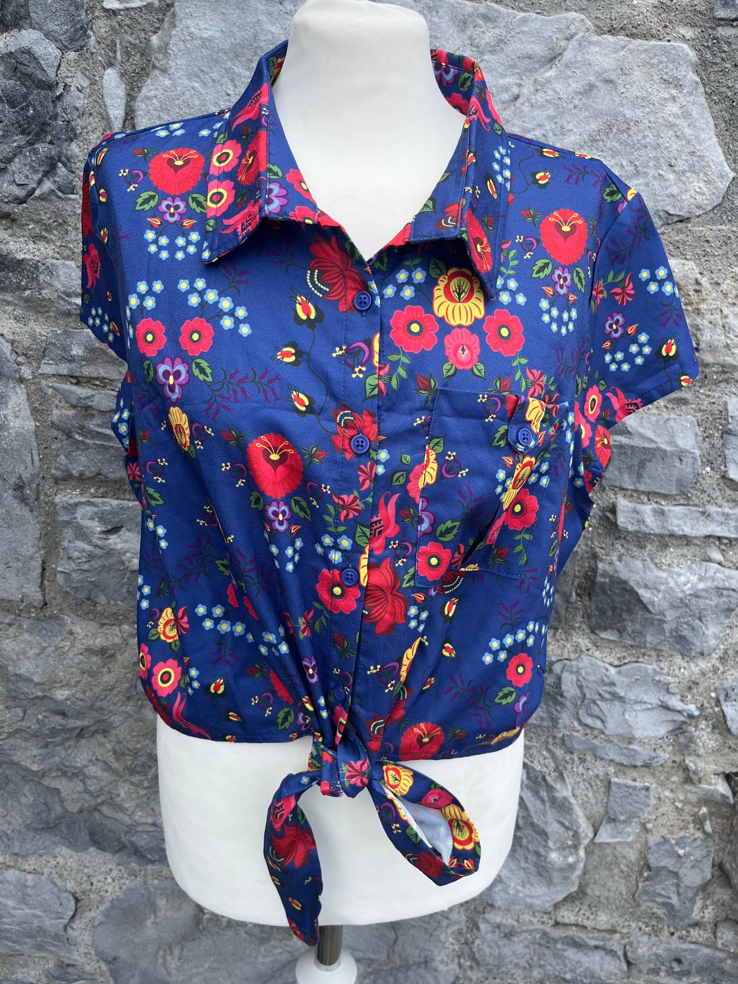 Floral tie up shirt uk 16