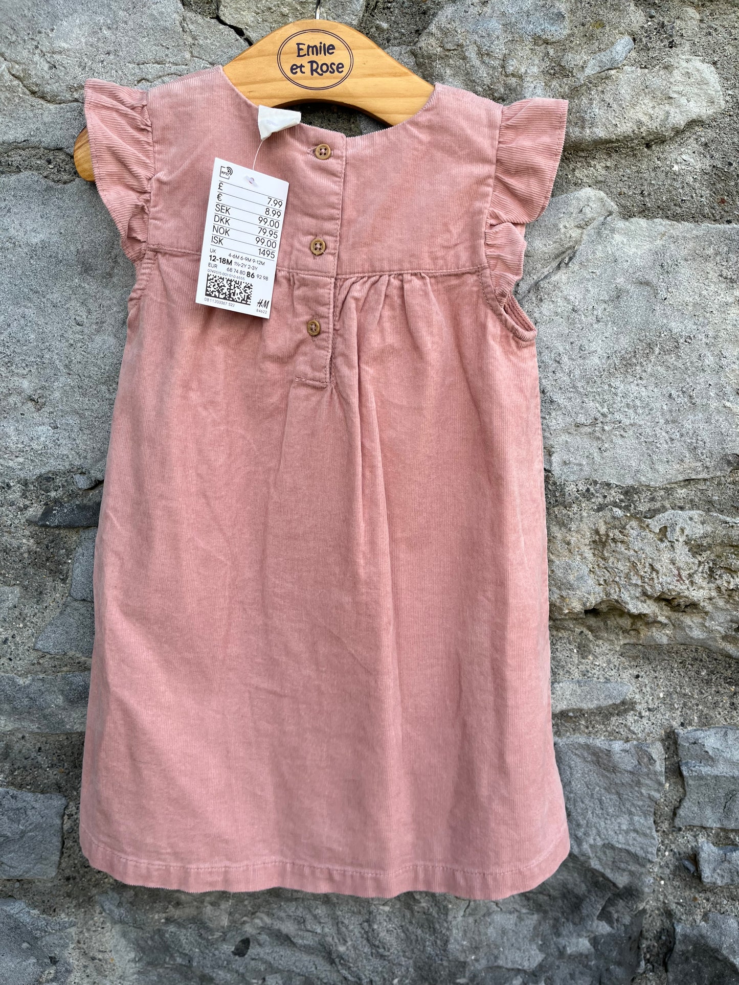 Pink cord pinafore 12-18m (80-86cm)