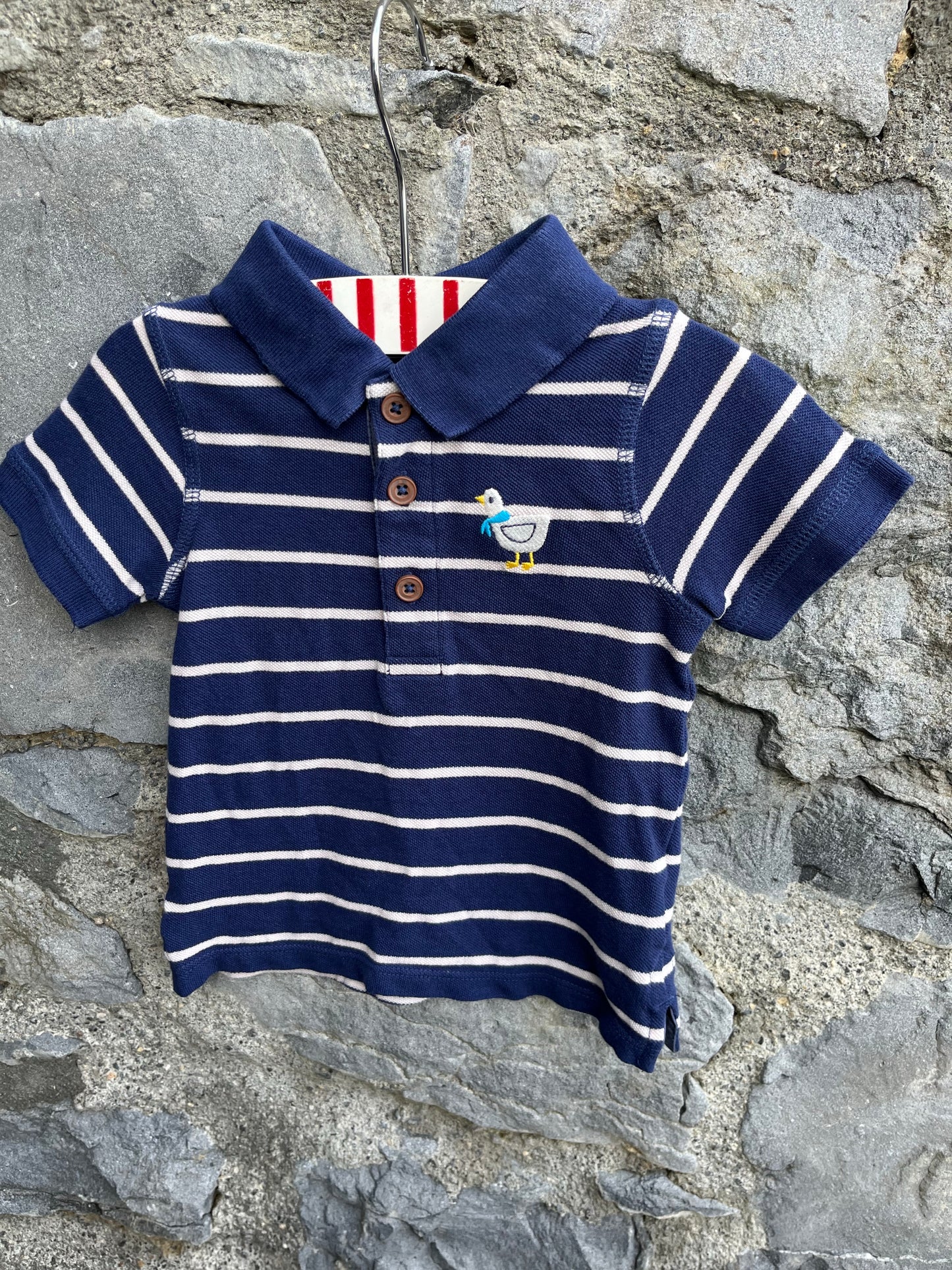 Stripy polo top 6-9m (68-74cm)