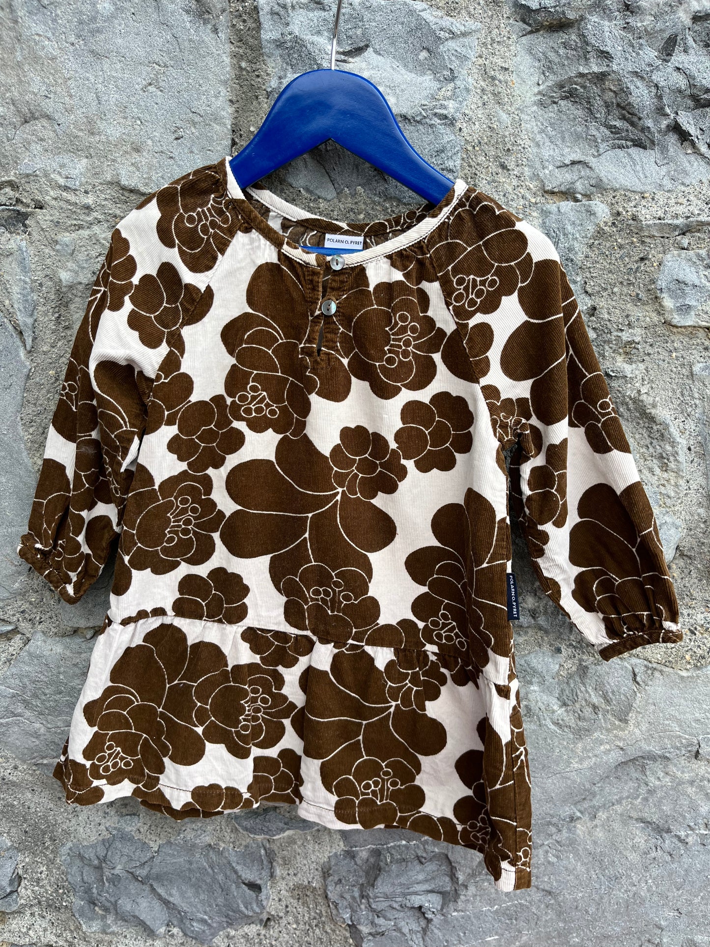 Brown flowers cord dress 12-18m (80-86cm)