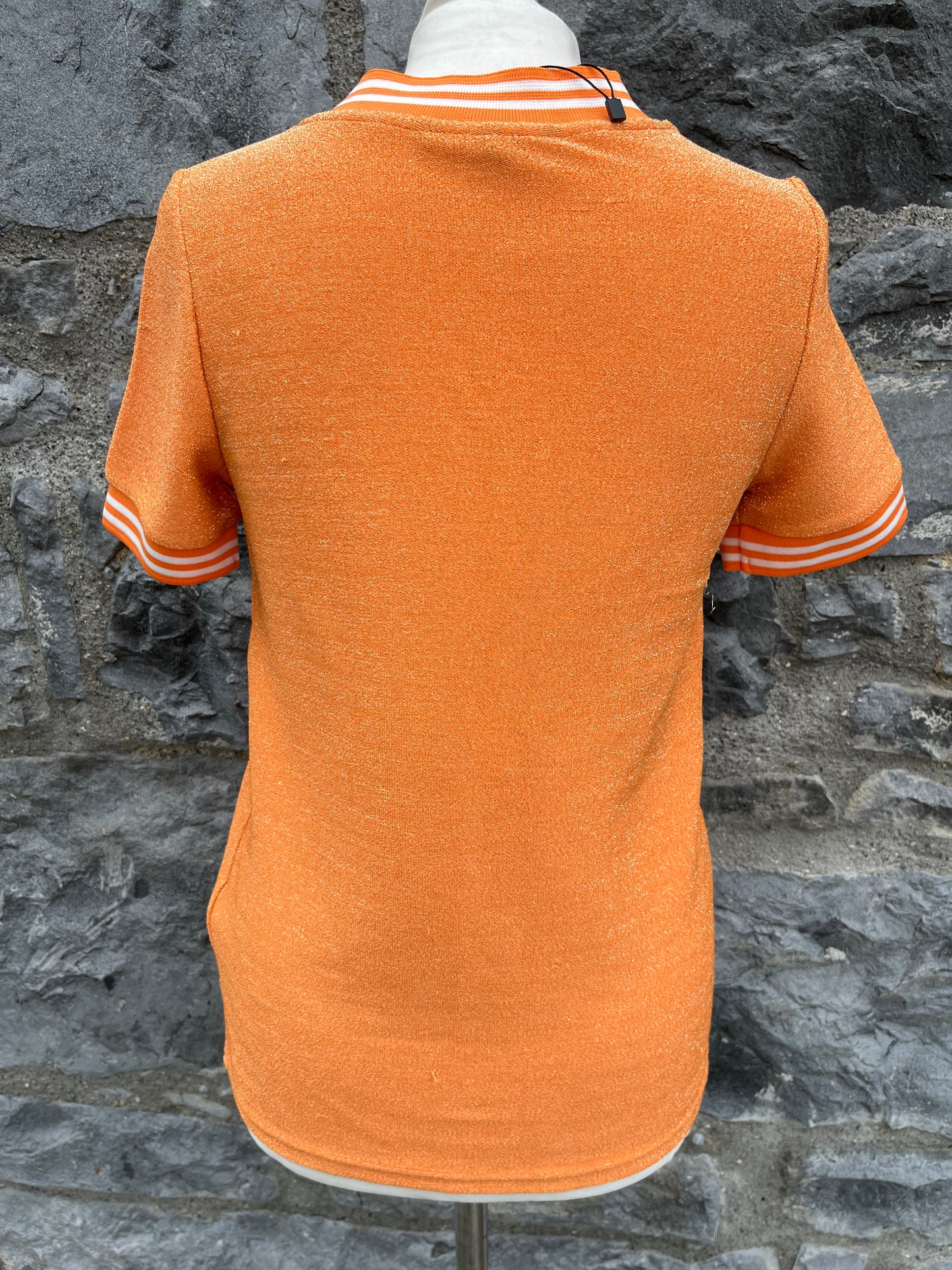 Orange glitter top uk 8