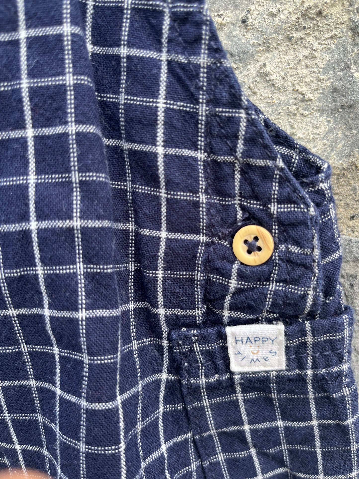 Navy check dungarees 0-1m (50-56cm)