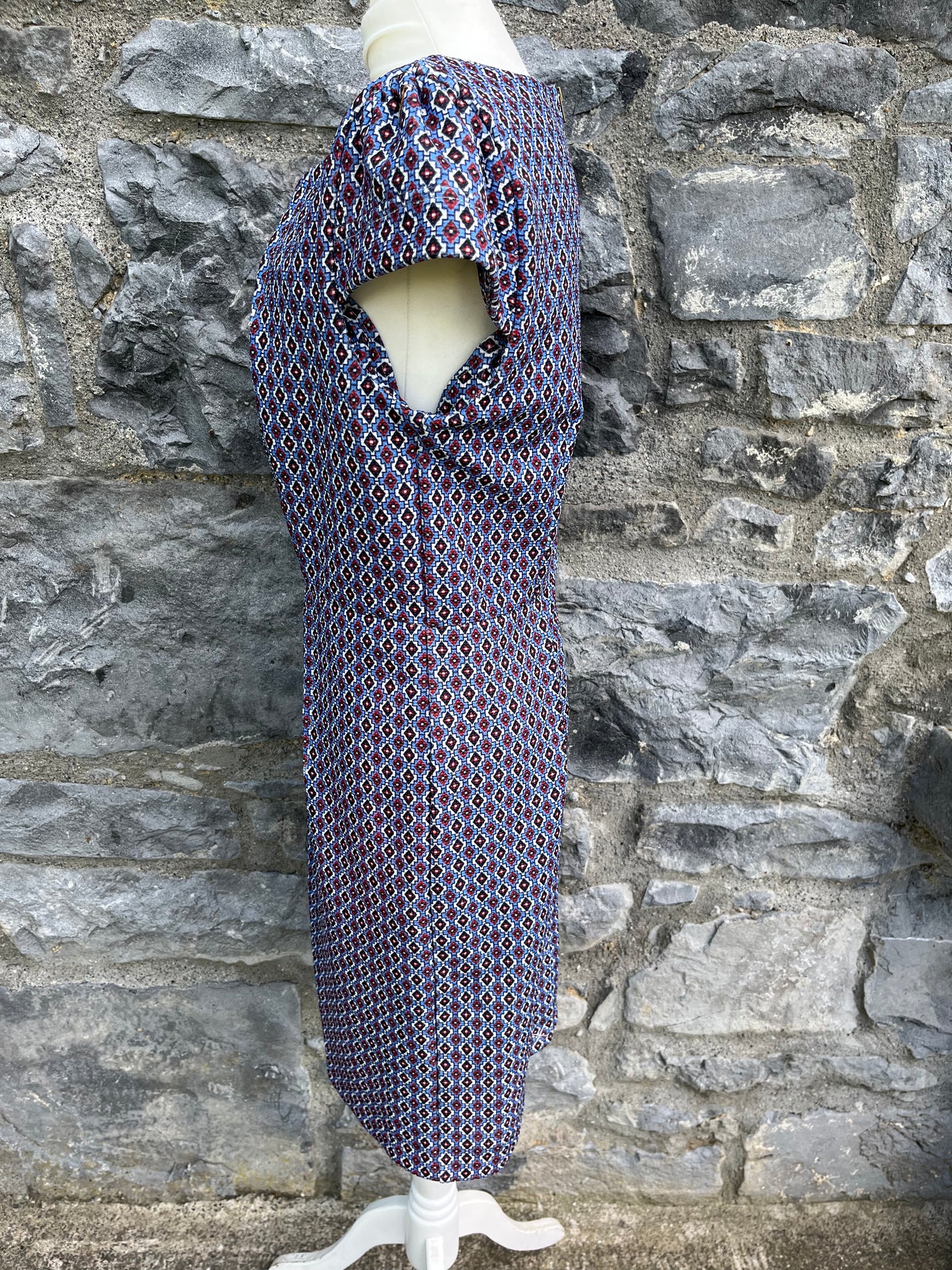 Blue geometric dress uk 10