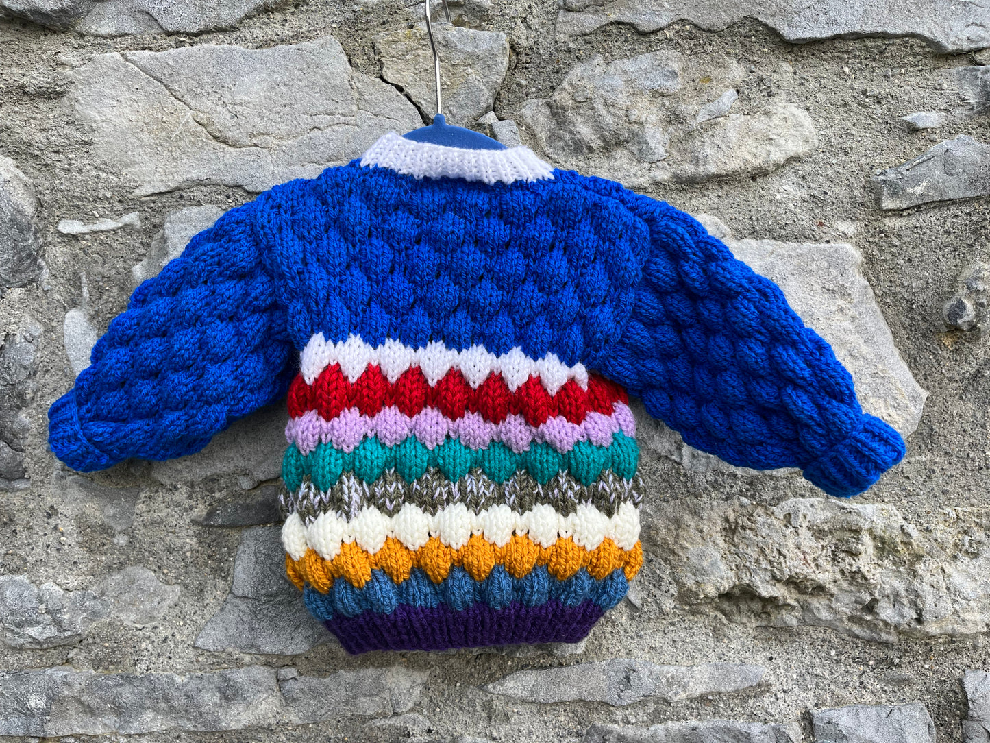 Blue bubble knit cardigan 6m (68cm)