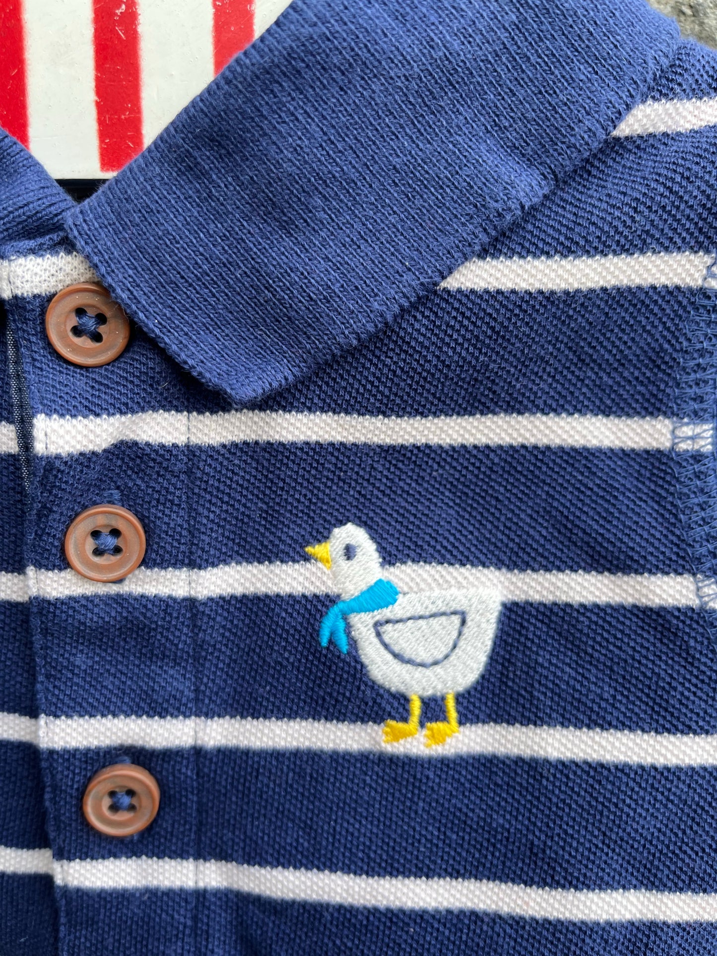 Stripy polo top 6-9m (68-74cm)