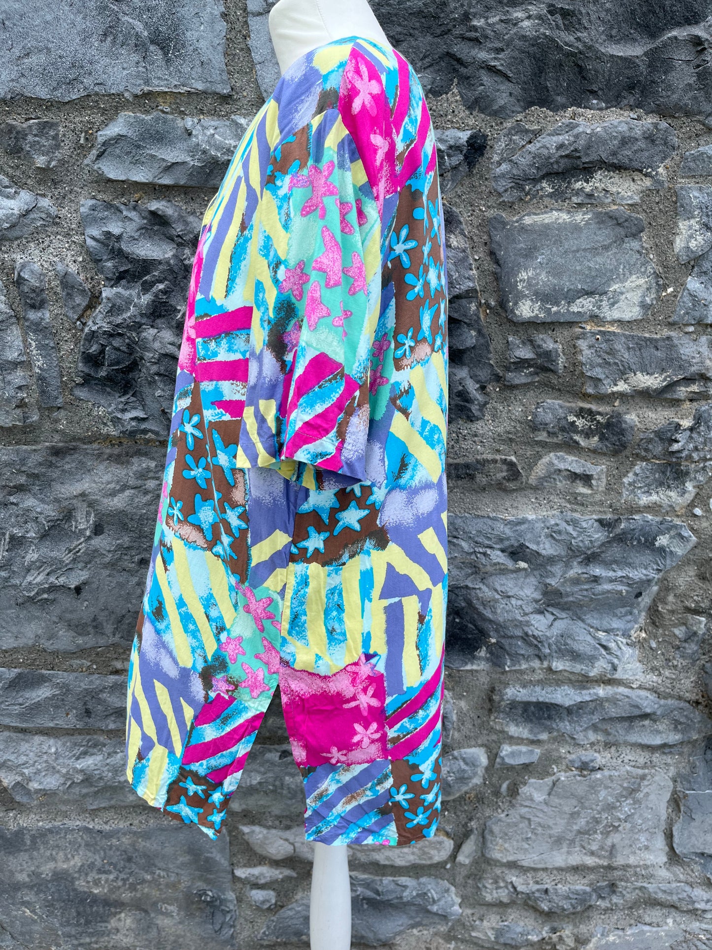80s pink abstract shirt uk 12-14