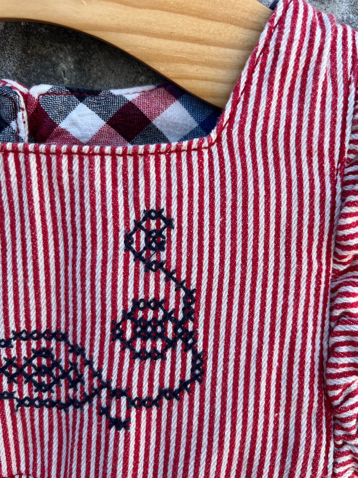 Red stripy pinafore 12-18m (80-86cm)