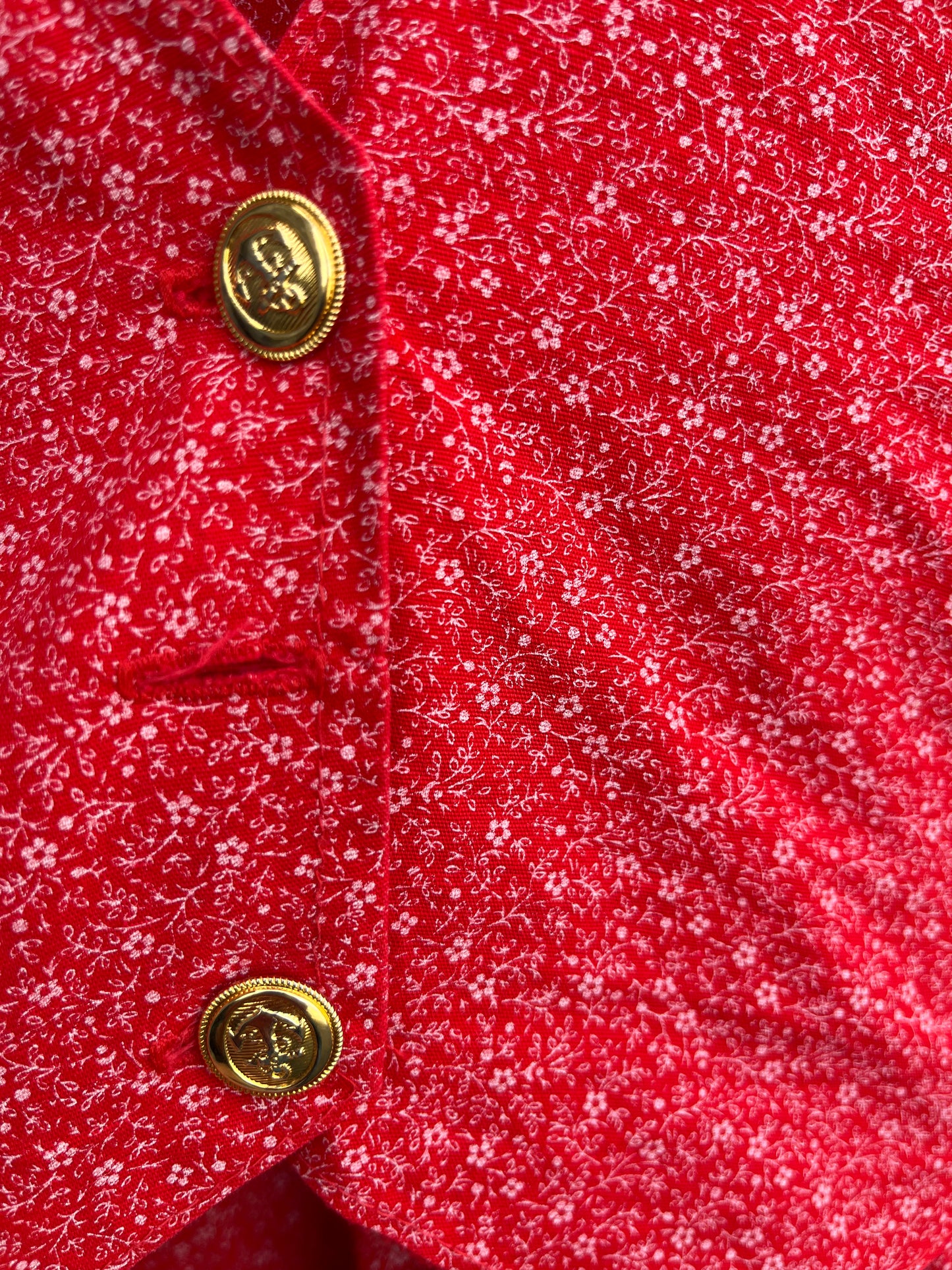80s red floral skirt&waistcoat 4-5y (104-110cm)