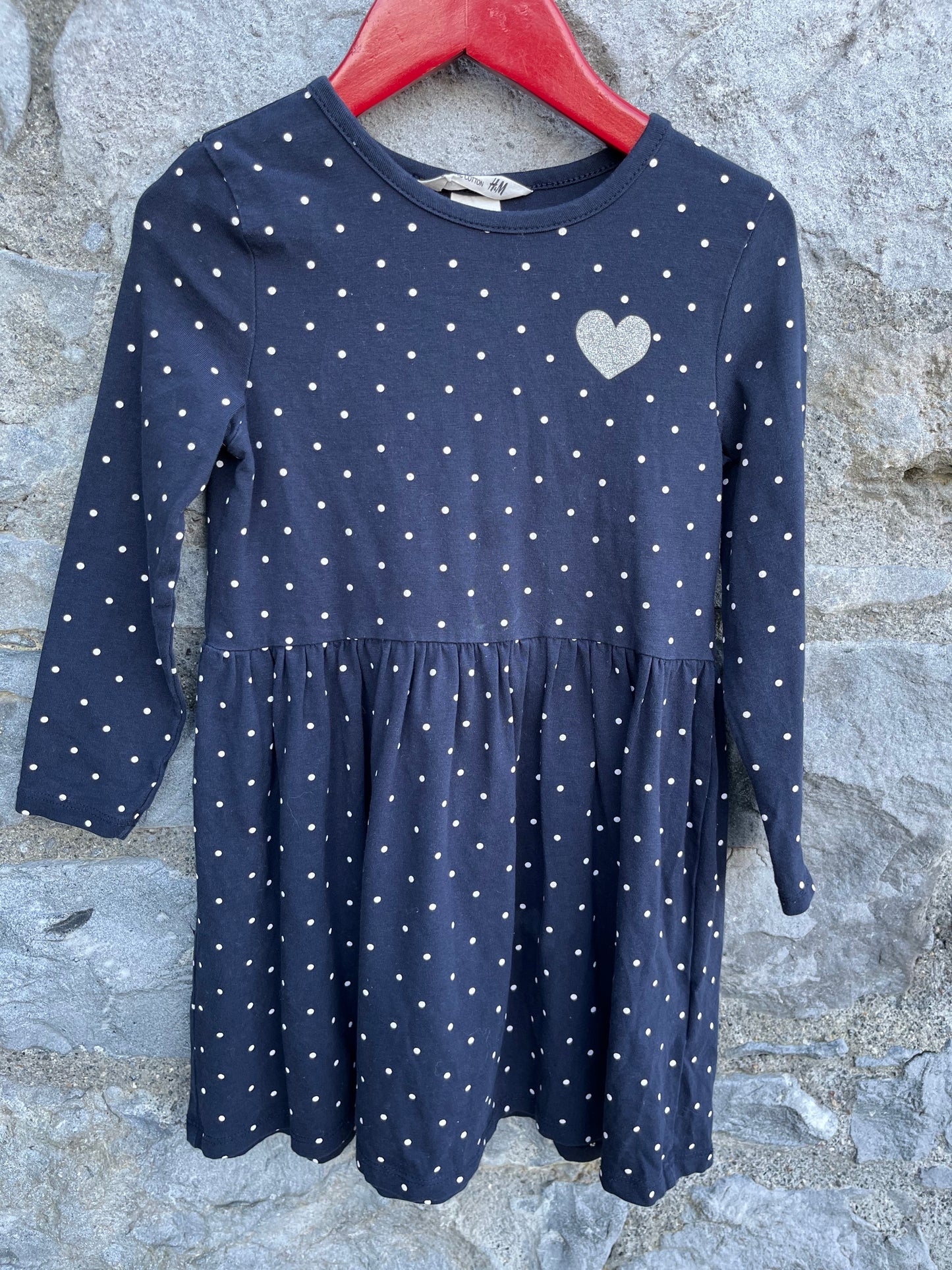 Navy polka dots dress 3-4y (98-104cm)
