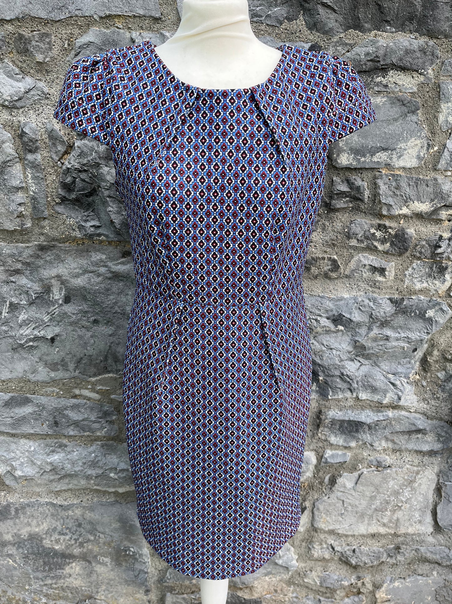 Blue geometric dress uk 10