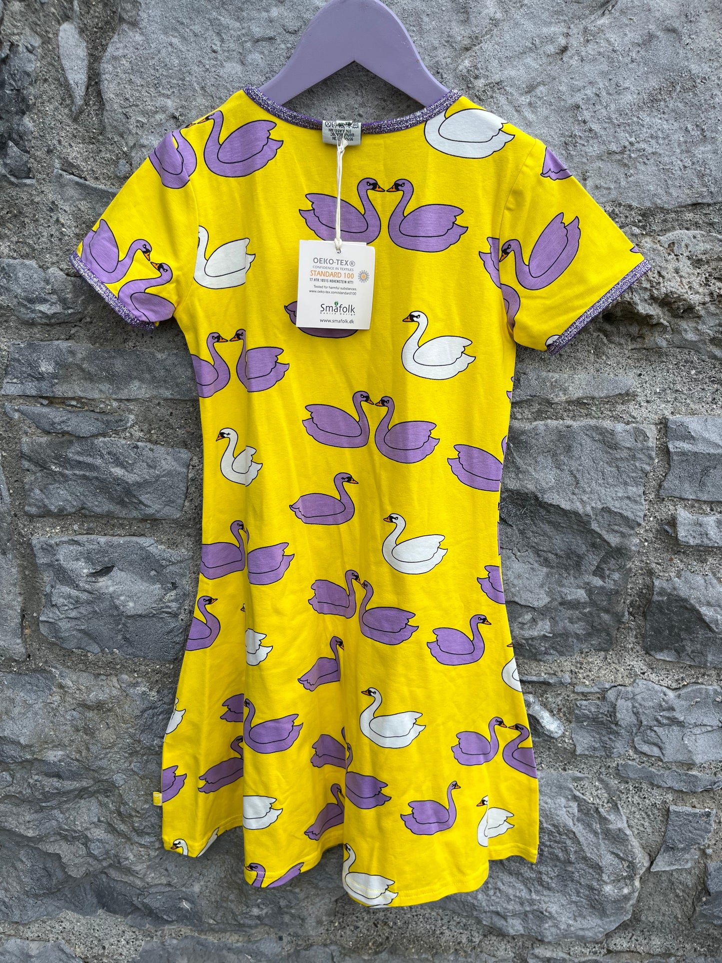 Yellow swans dress 7-8y (122-128cm)