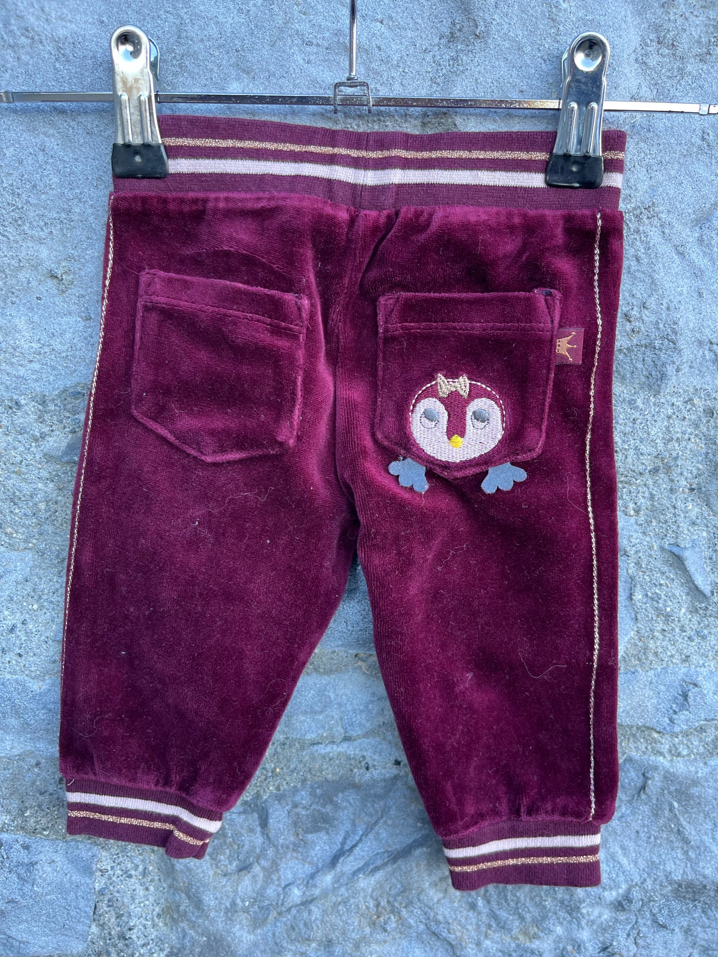 Maroon velour pants 0-3m (56-62cm)