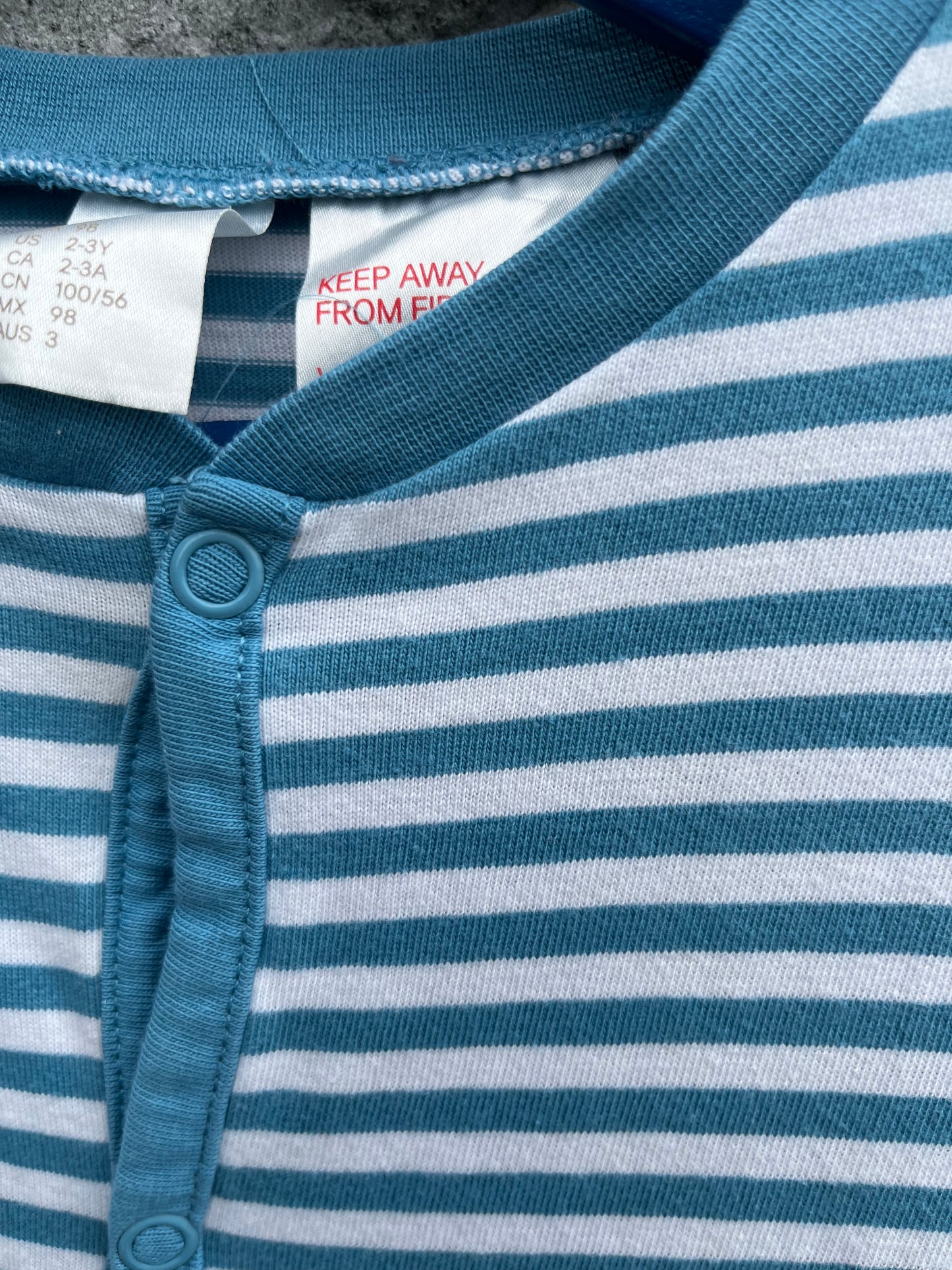Blue stripy onesie 2-3y (92-98cm)