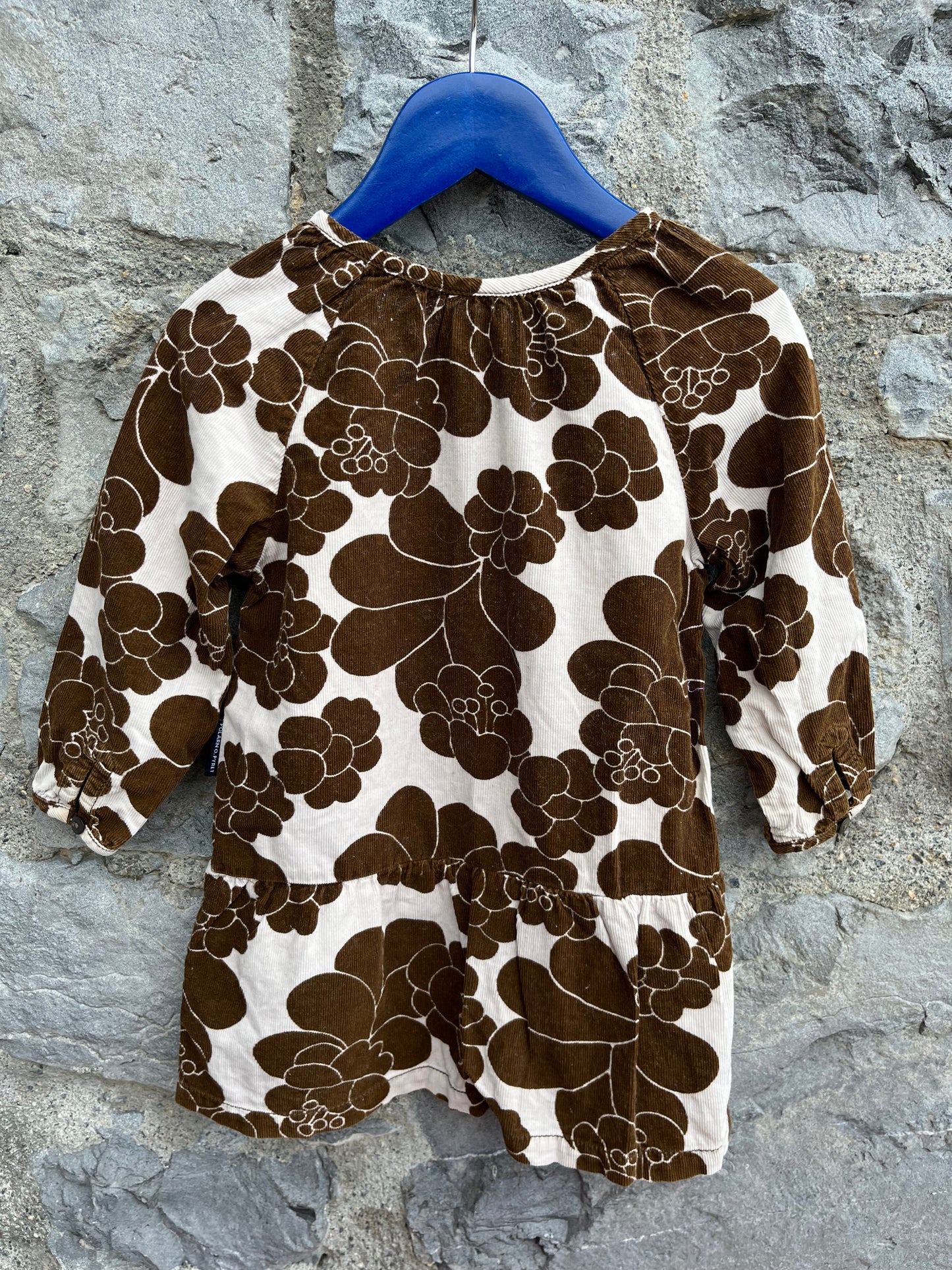 Brown flowers cord dress 12-18m (80-86cm)