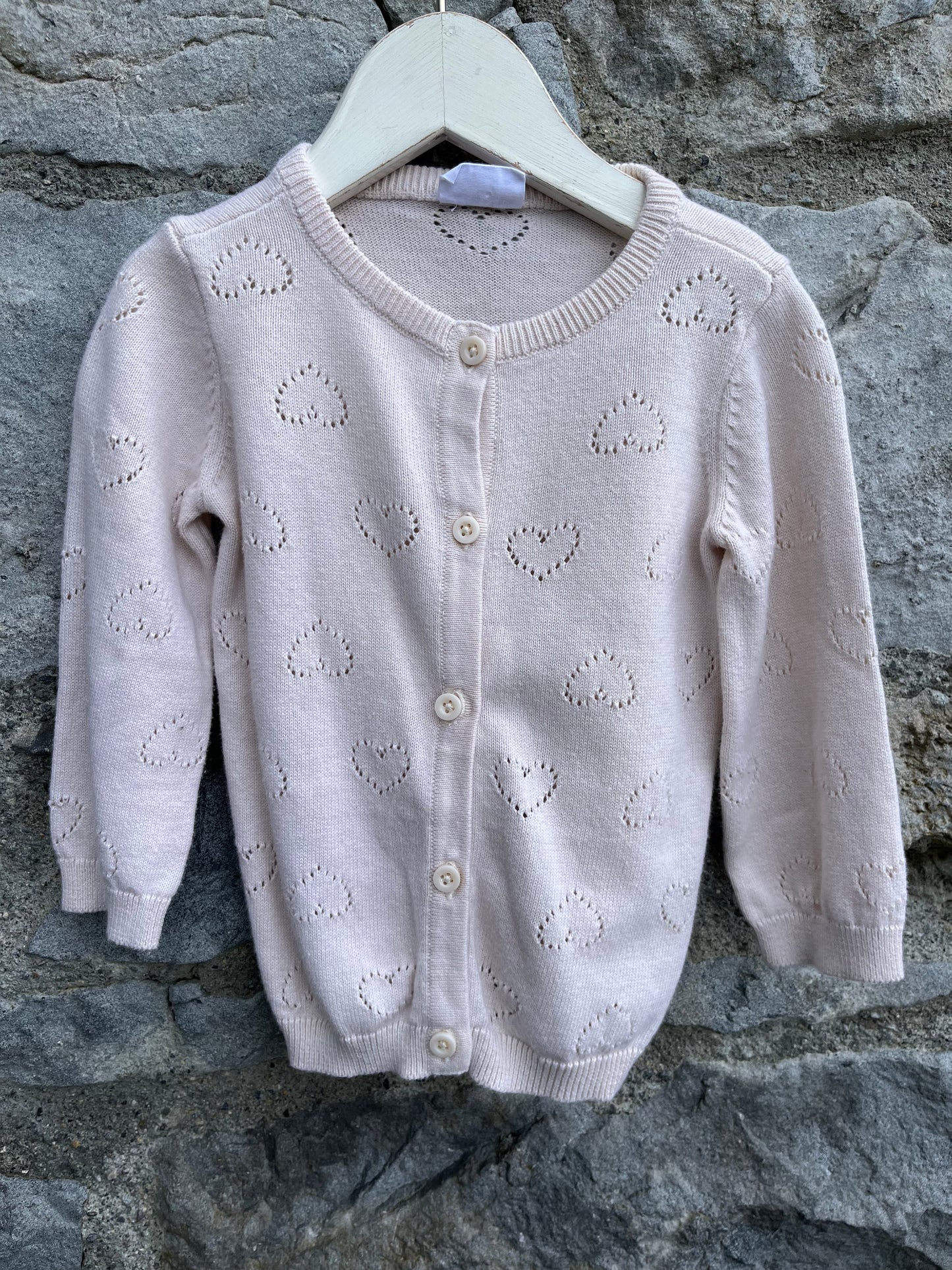 Light pink hearts cardigan 6-9m (68-74cm)