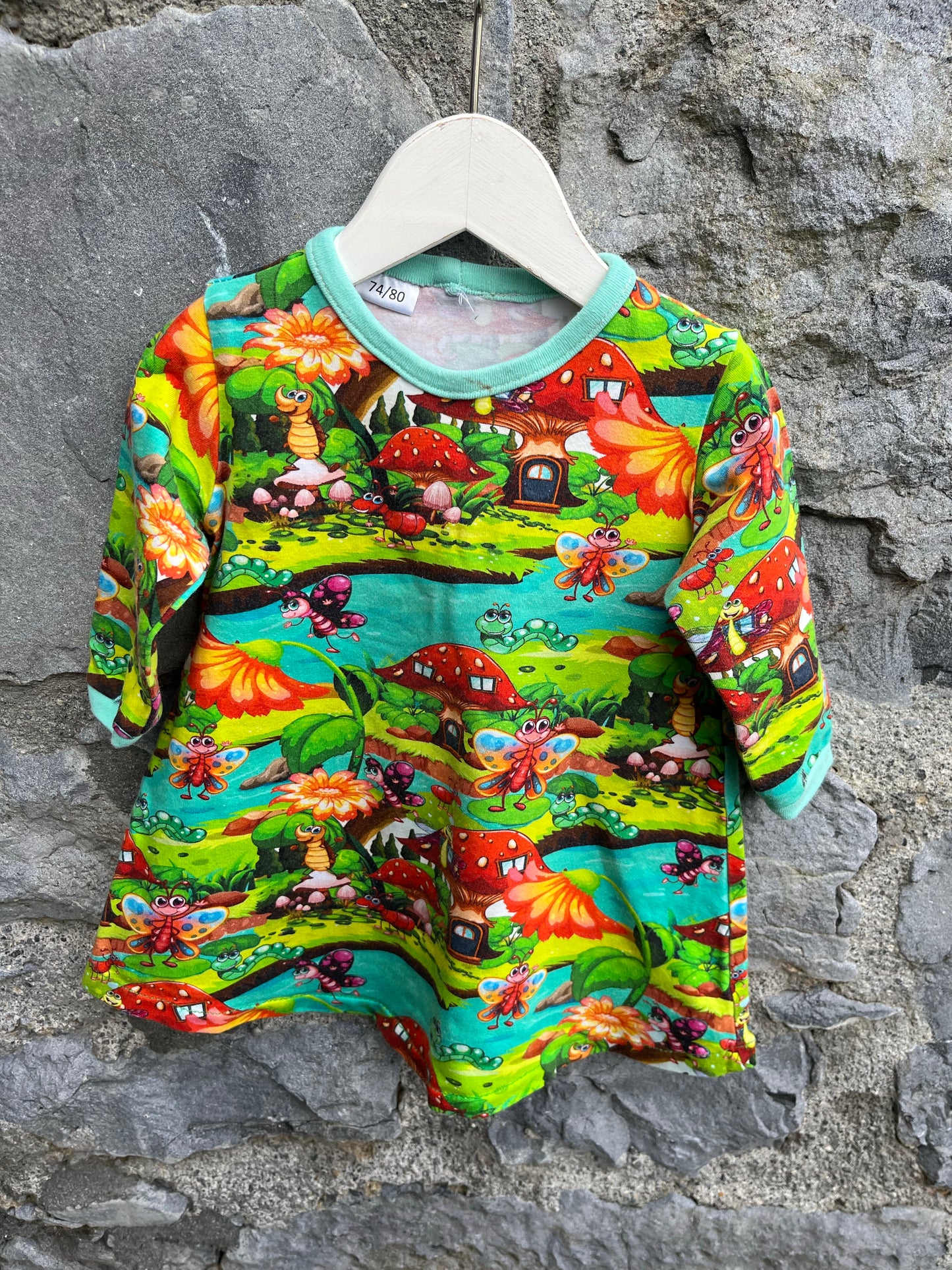 Mushrooms&bugs dress 6-9m (68-74cm)
