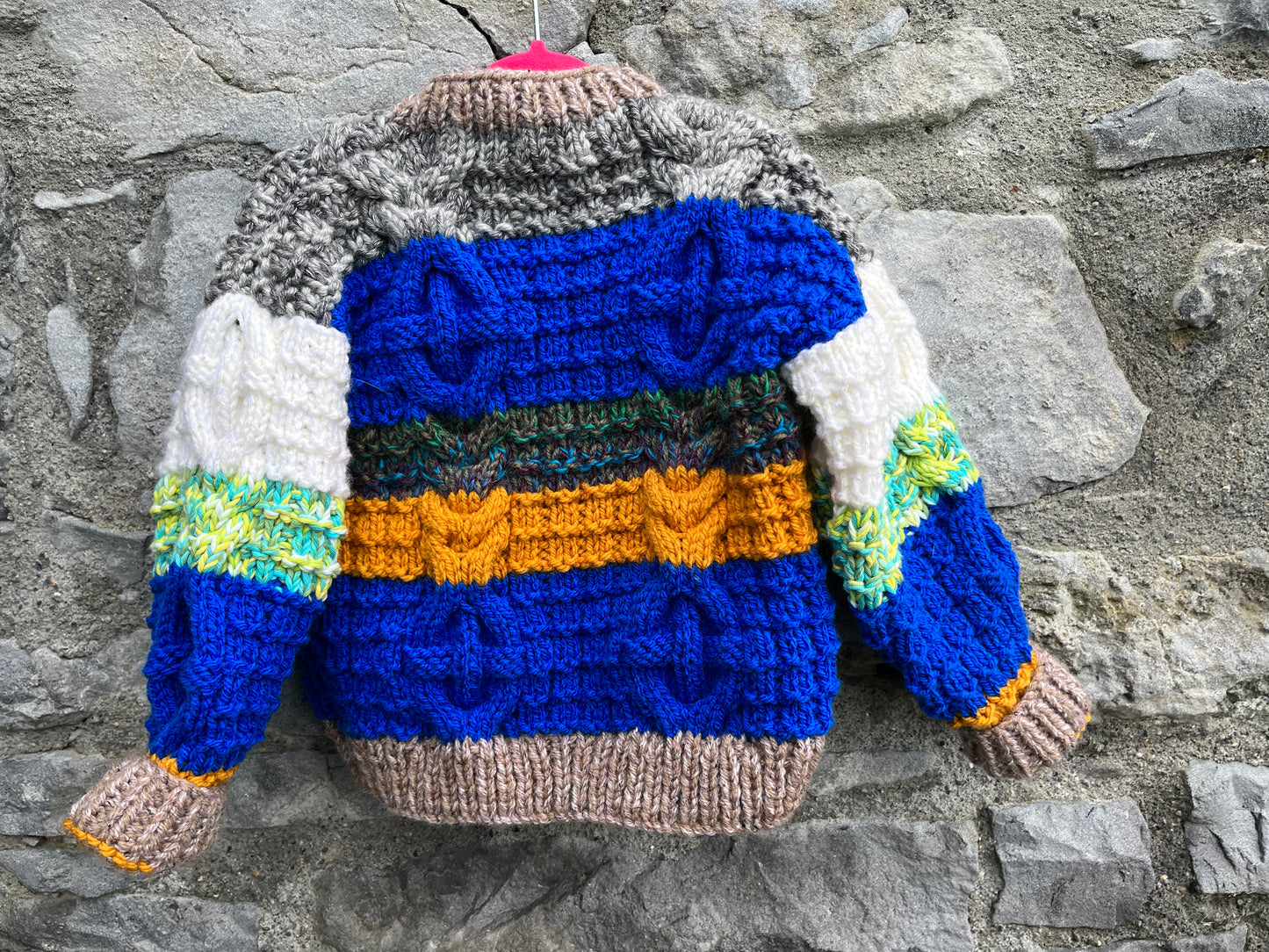 Aran style colorful cardigan 18m (86cm)