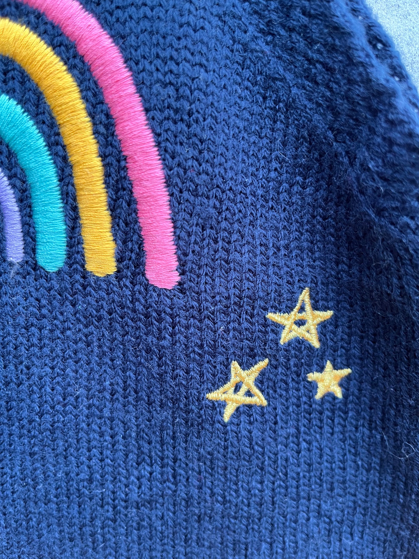 Rainbow knitted pinafore 3-6m (62-68cm)