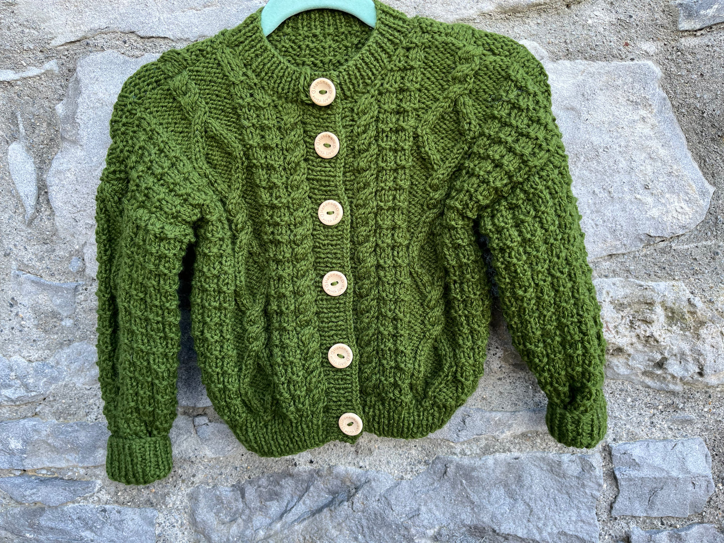 Green Aran style cardigan 18m (86cm)