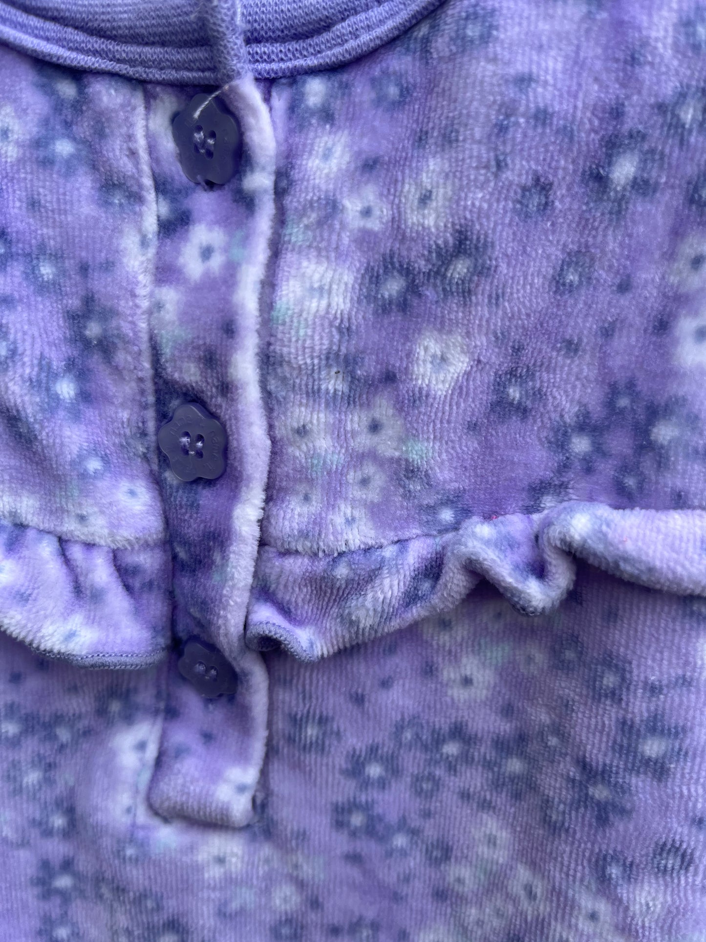 Purple velour dungarees 2-4m (62cm)